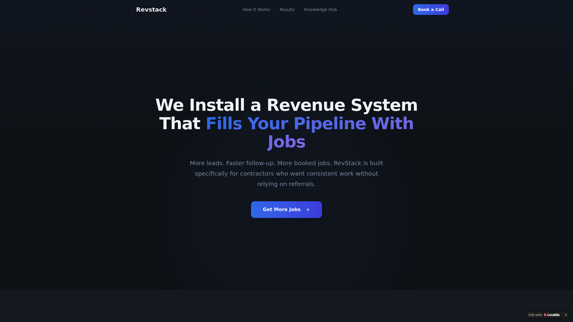 website screenshot of https://revstackapp.com/