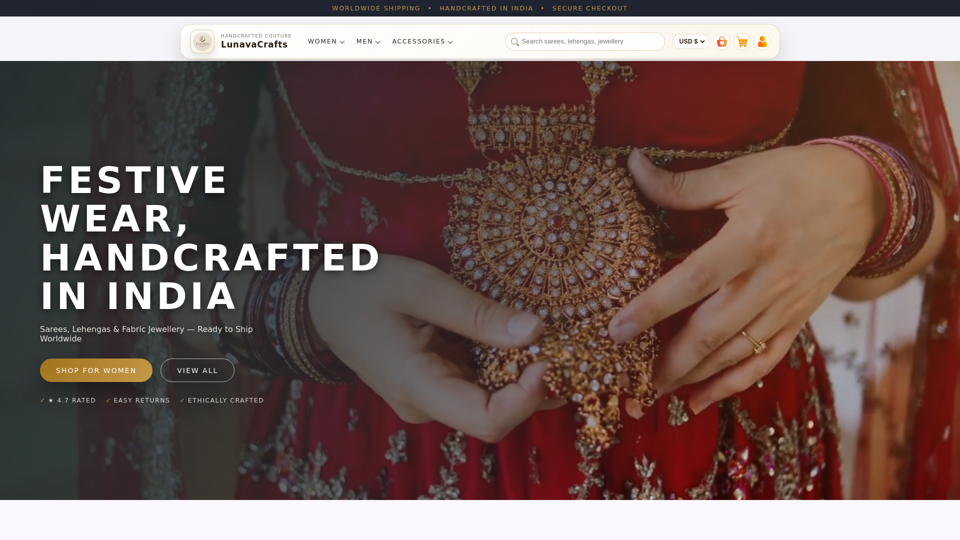 website screenshot of https://lunavaz.com/