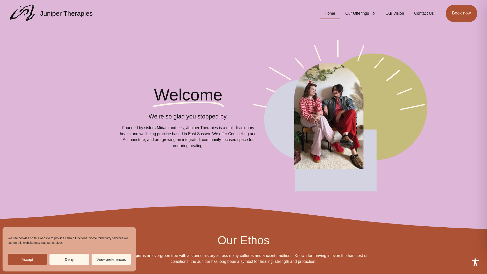 website screenshot of https://juniper-therapies.com