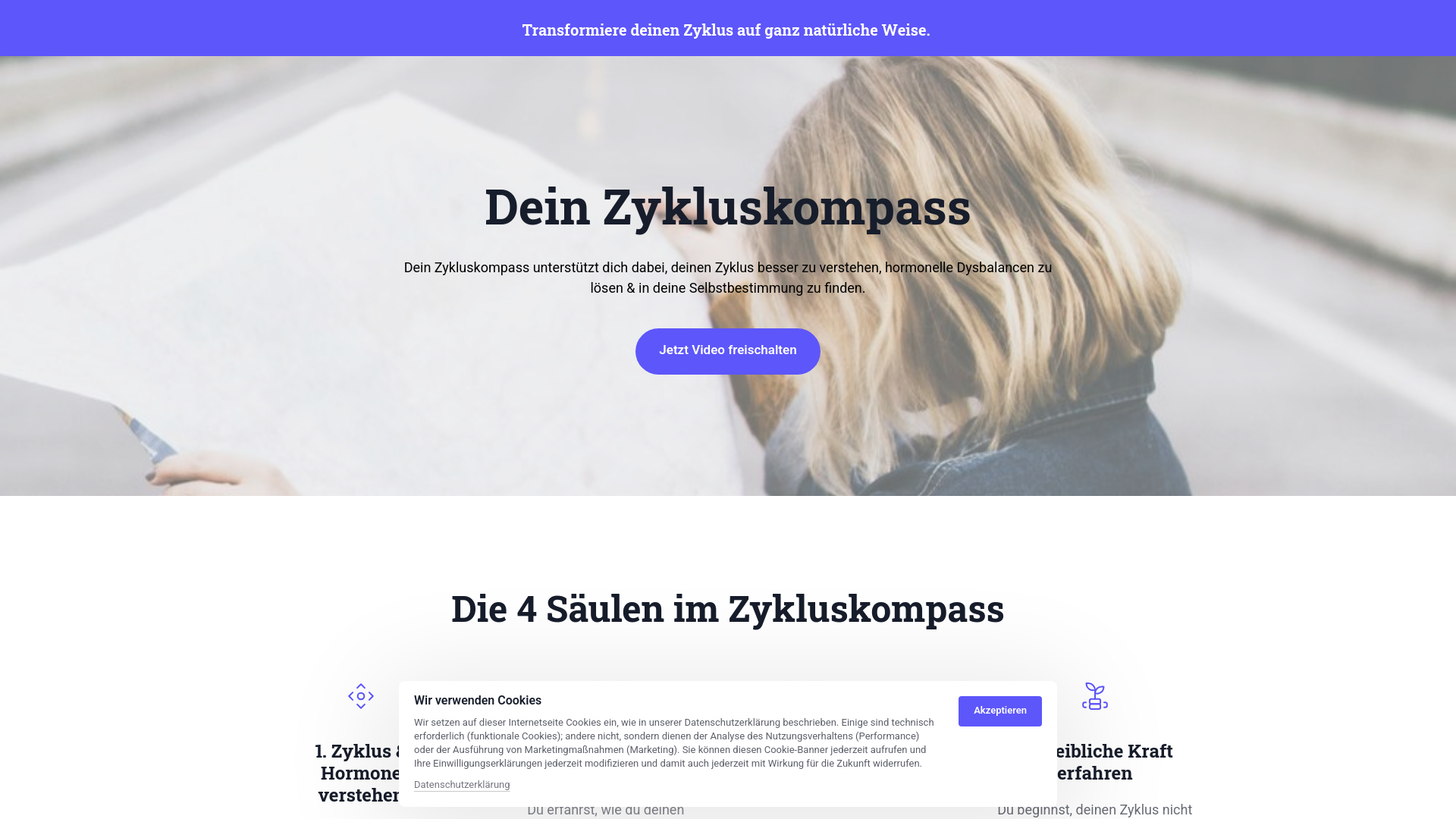 website screenshot of https://deinzykluskompass.de/