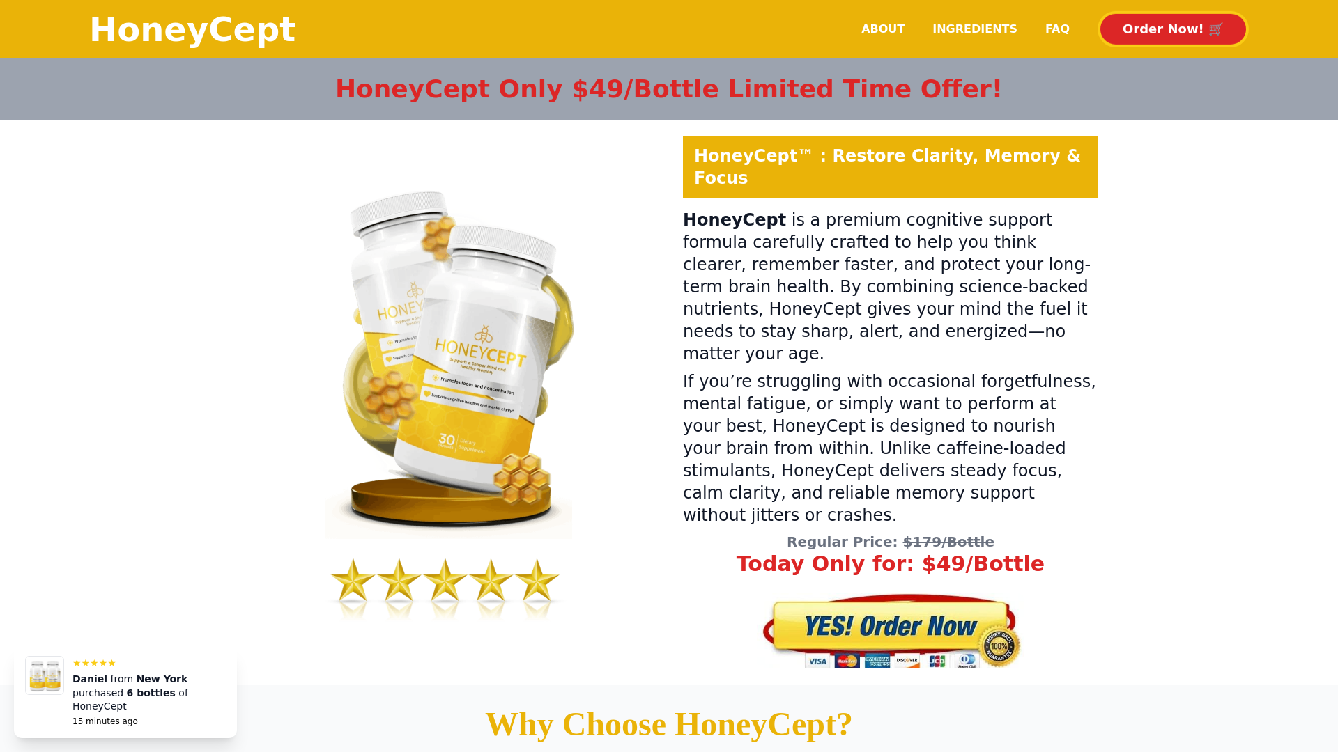 website screenshot of https://honeycept.one