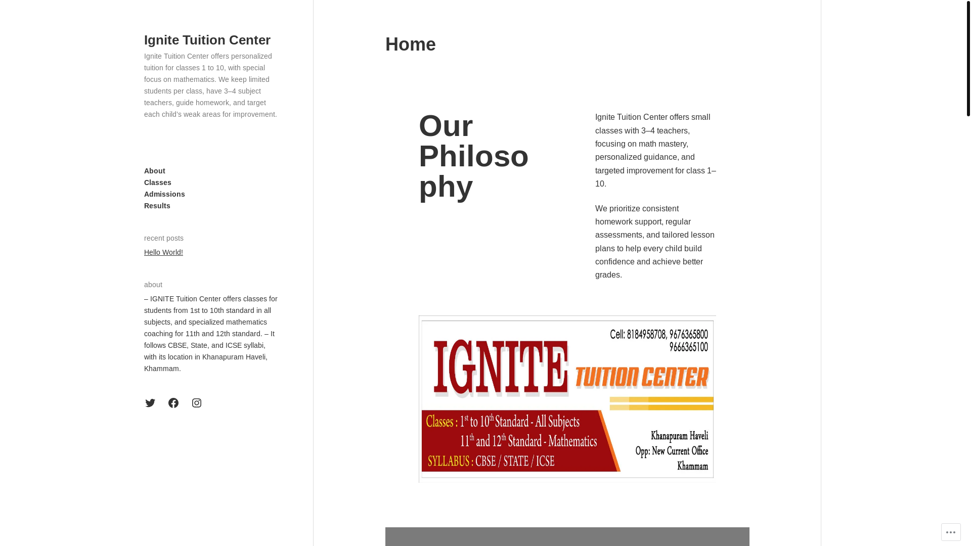 website screenshot of https://ignitetuition.center/