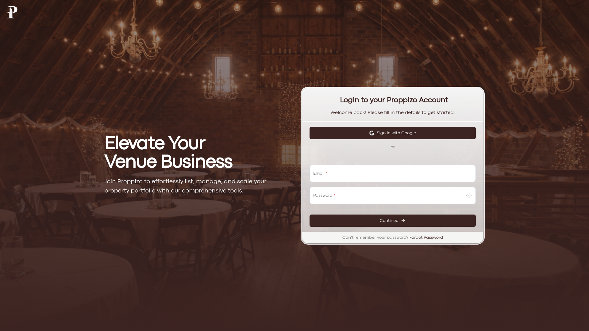 website screenshot of https://proppizo-admin-staging.pages.dev/