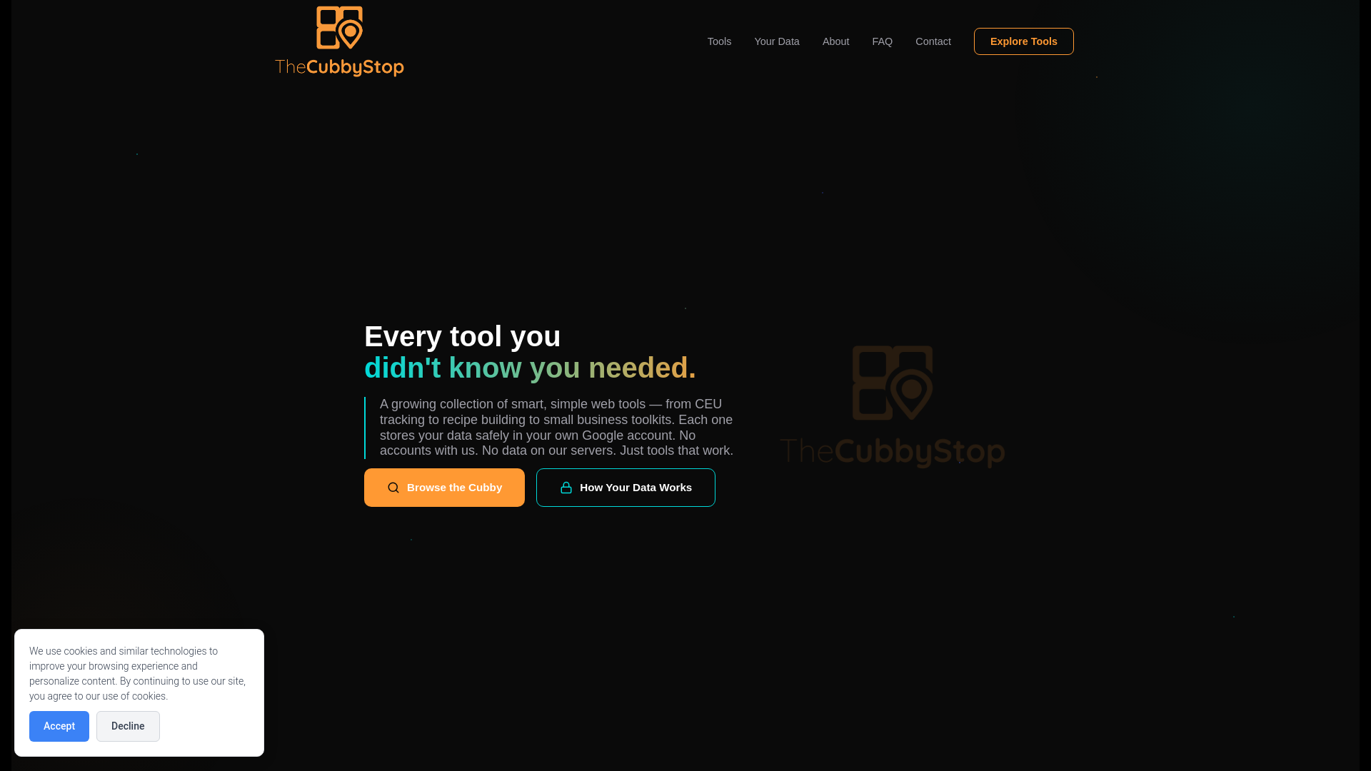 website screenshot of https://thecubbystop.com
