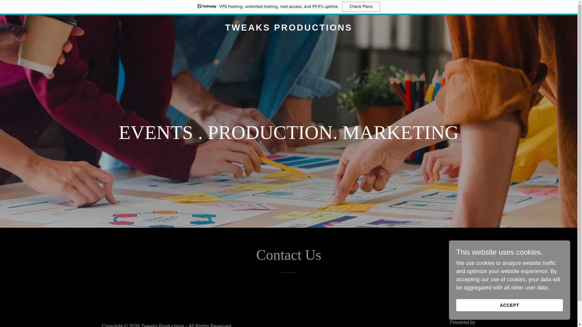 website screenshot of https://tweaksproductions.com/