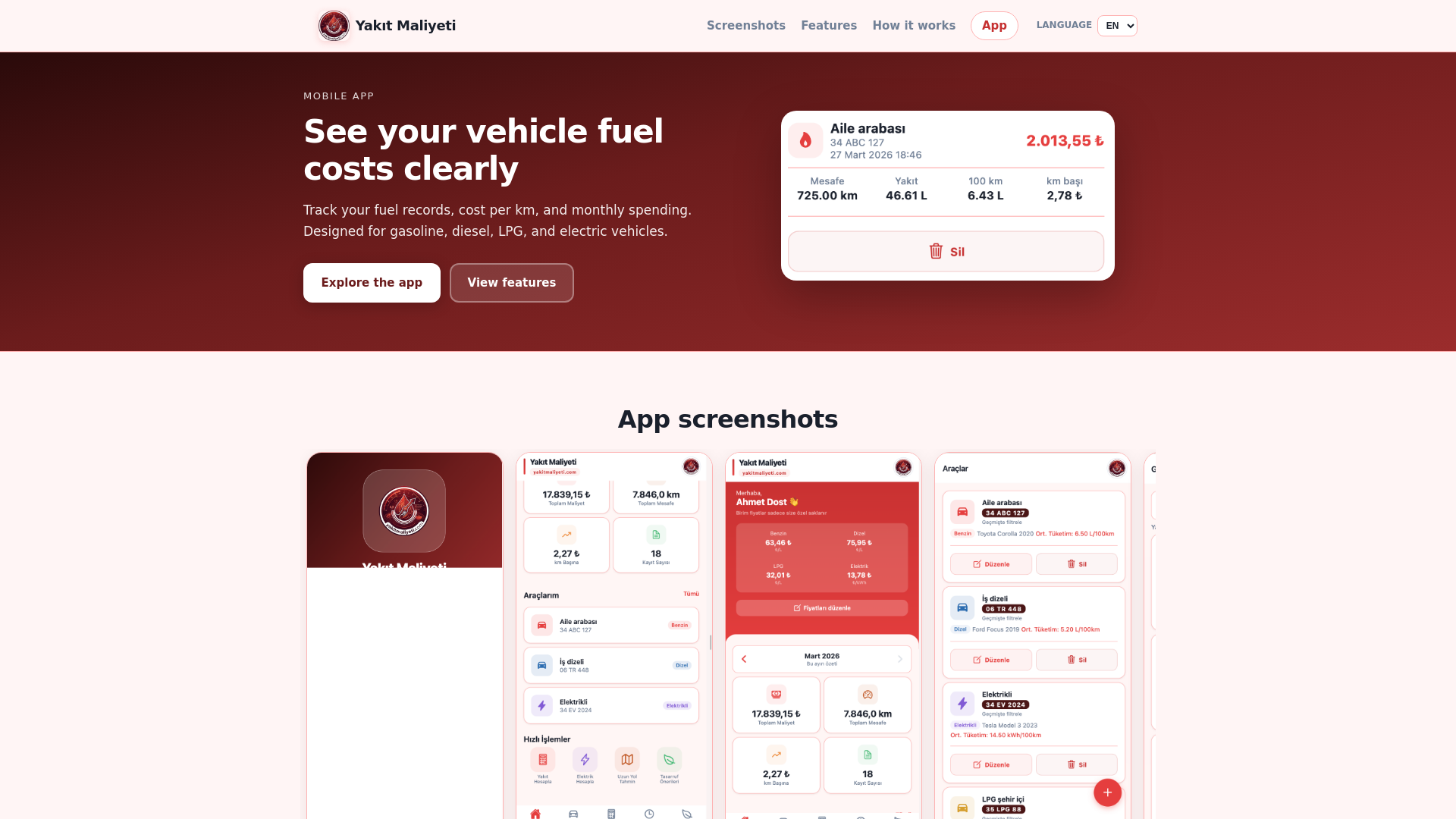 website screenshot of https://yakitmaliyeti.com