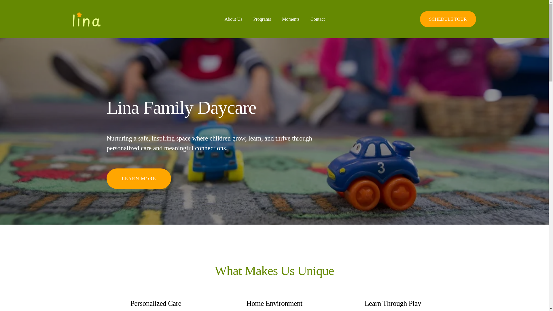 website screenshot of https://linafamilydaycare.com/