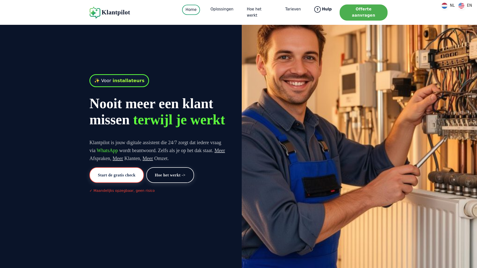 website screenshot of https://klantpilot.nl/