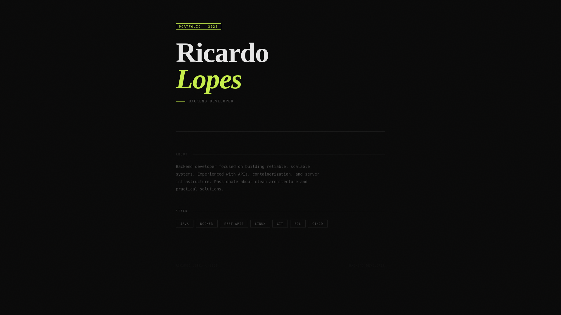 website screenshot of https://riclopes.dev