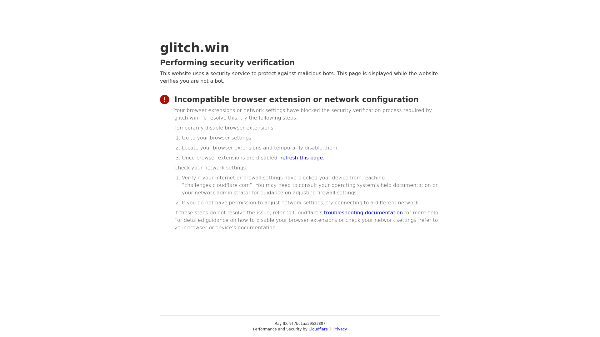 website screenshot of https://glitch.win