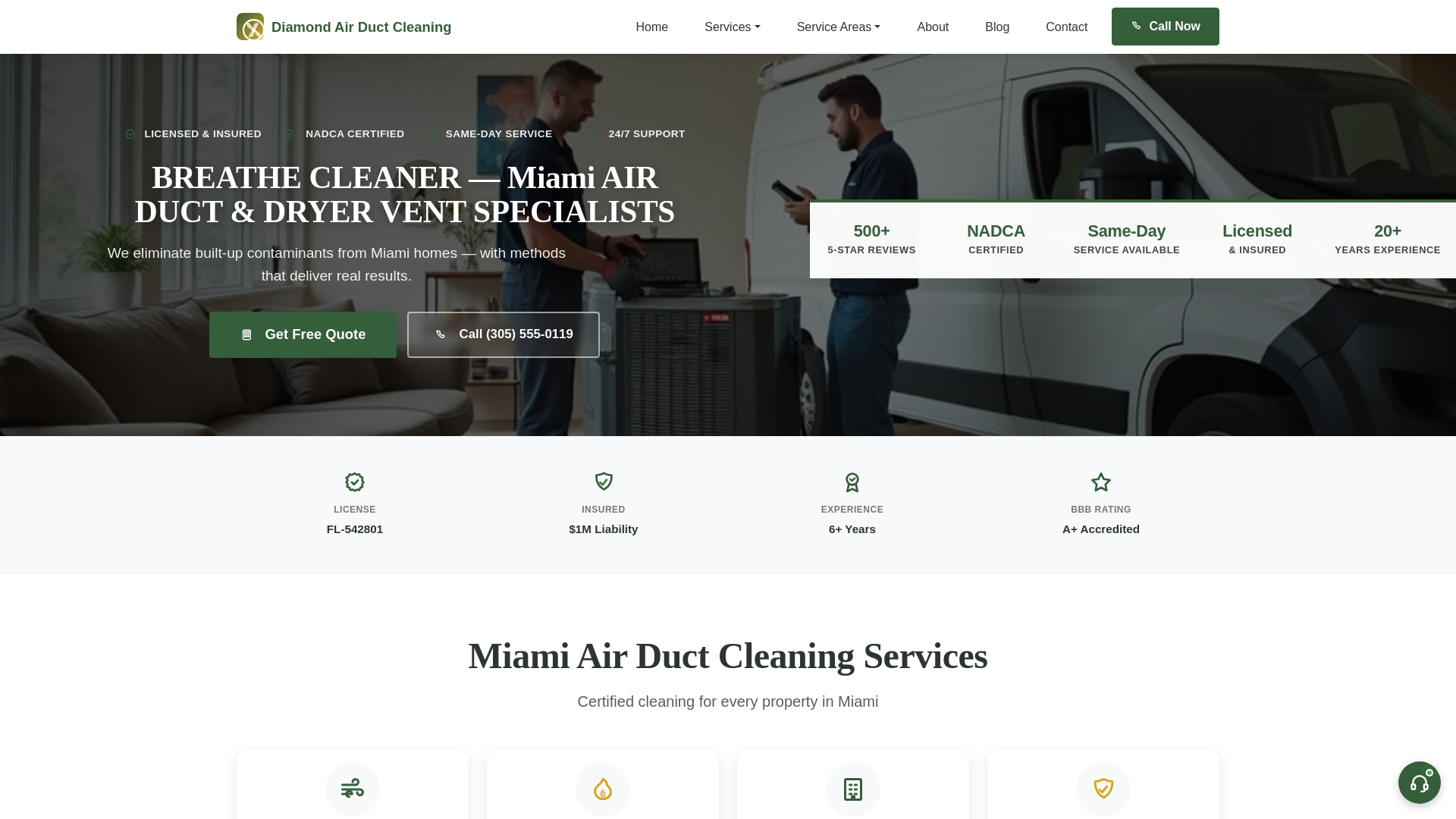 website screenshot of https://diamondairductcleaning-com.pages.dev/