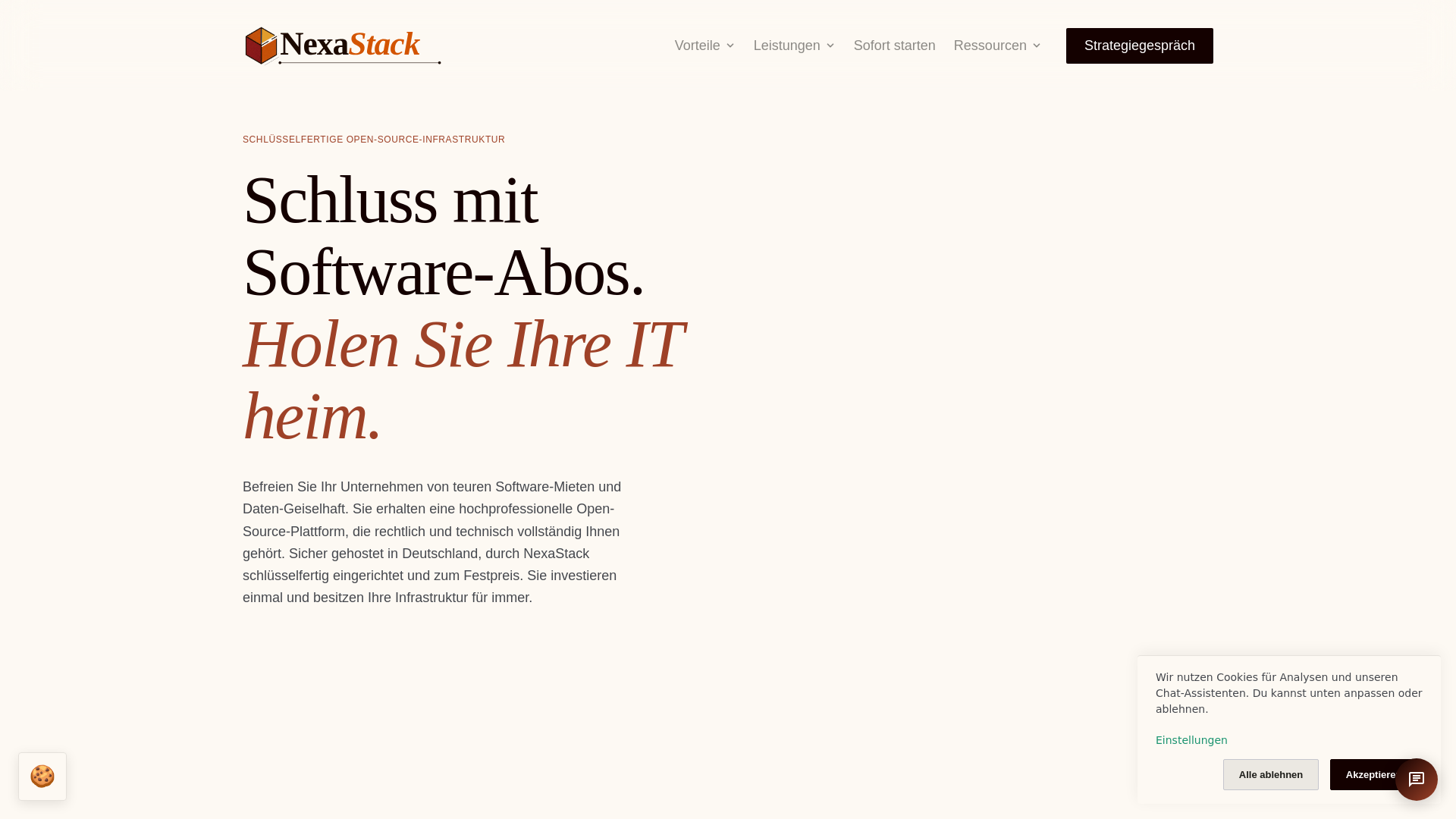 website screenshot of https://nexastack.co/