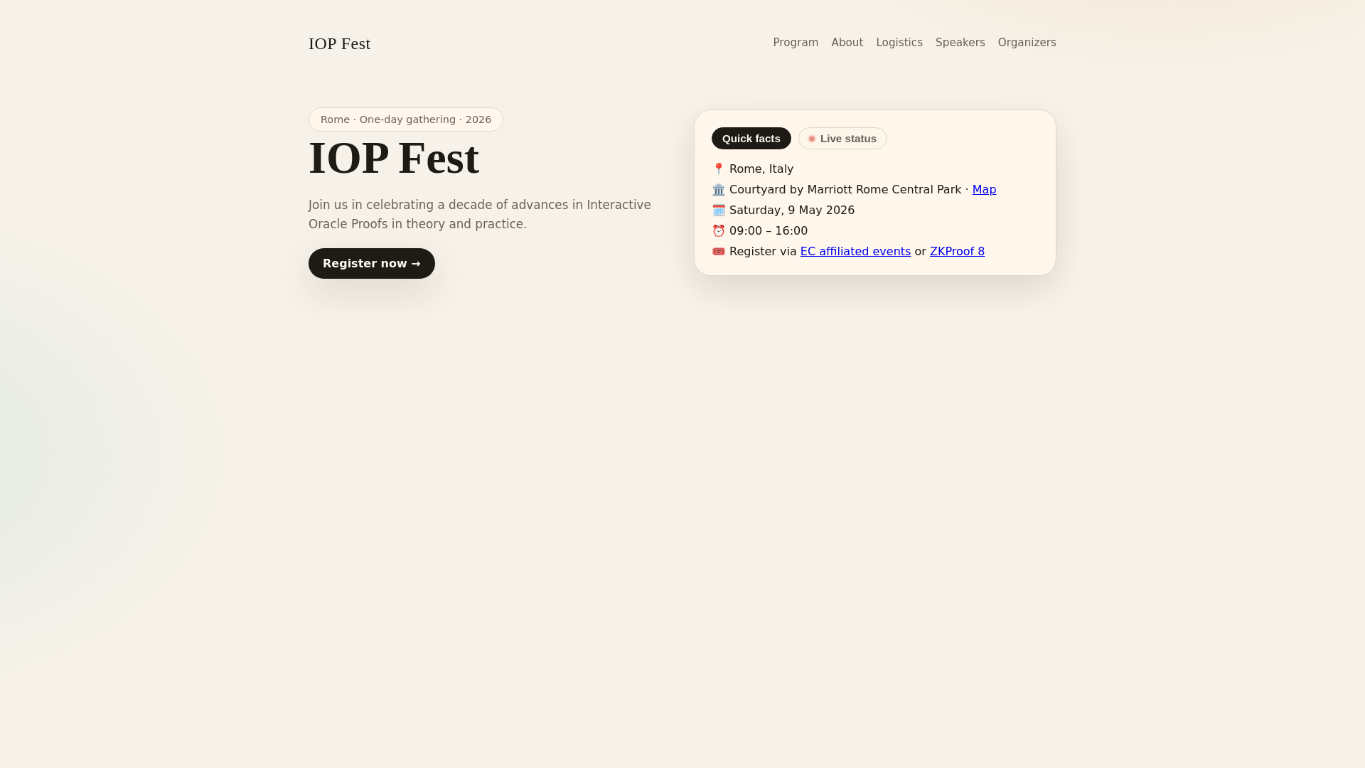 website screenshot of https://iopfest.xyz/