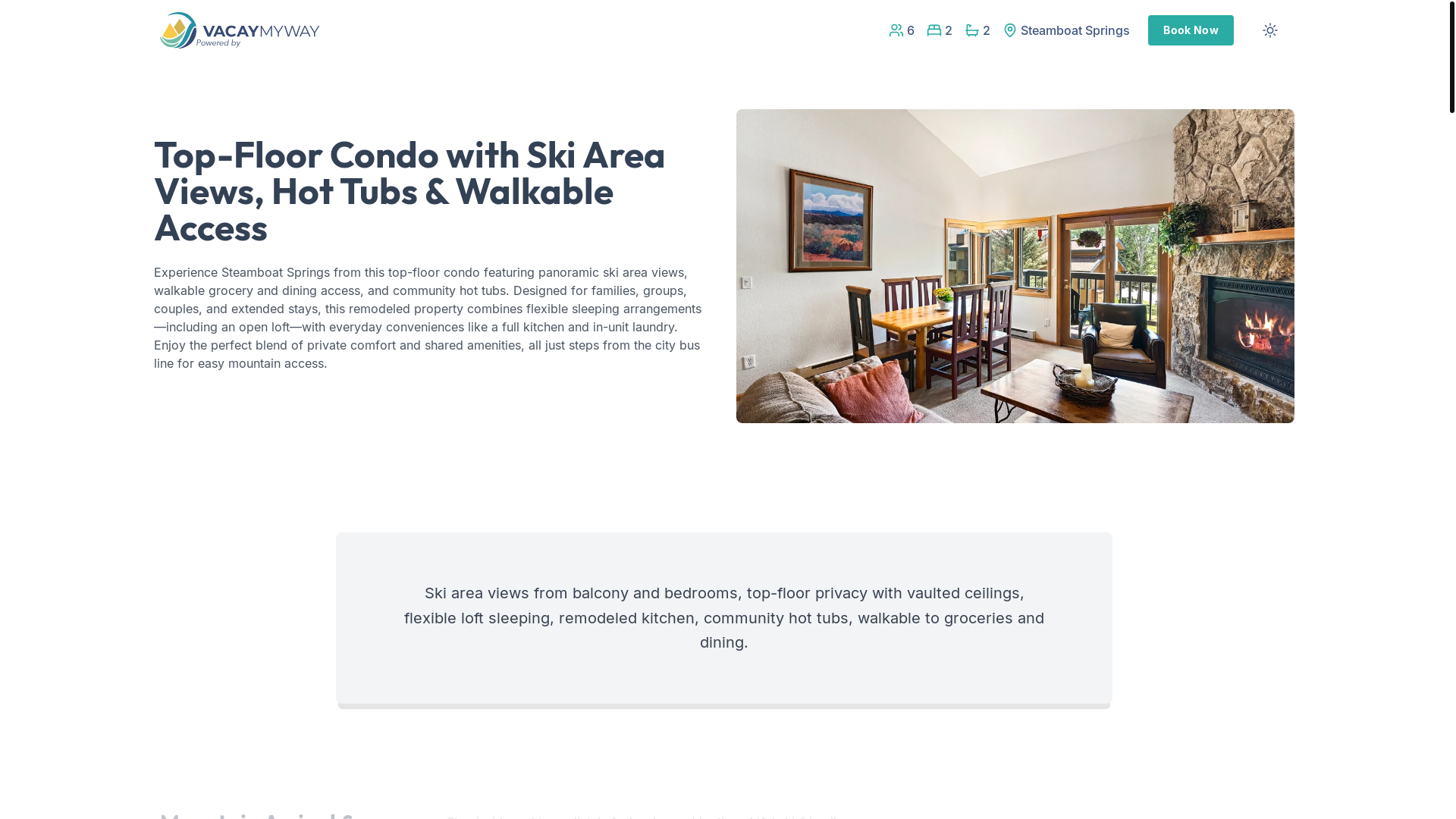 website screenshot of https://peakpeace.vacations/