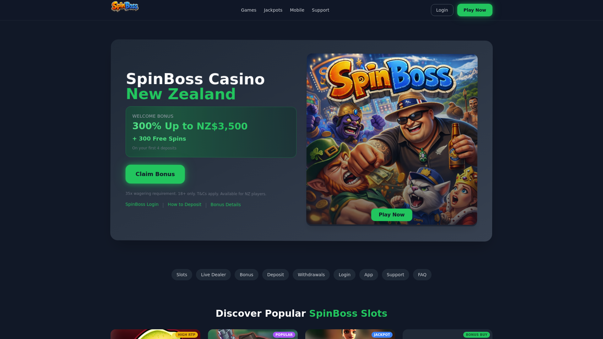 website screenshot of https://spinboss-co-nz.pages.dev/