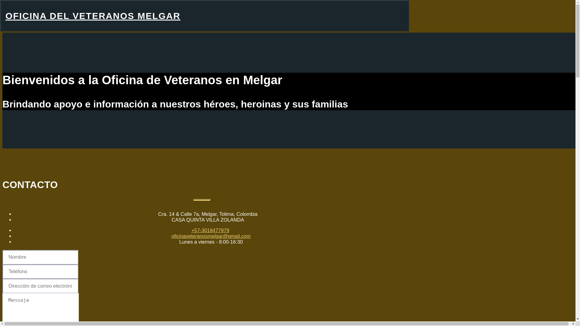 website screenshot of https://oficinaveteranosmelgar.com/