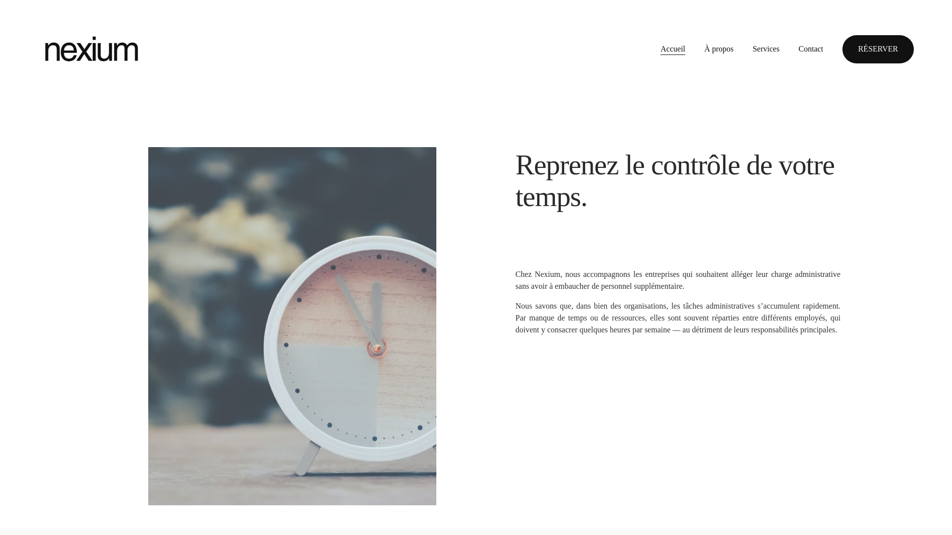 website screenshot of https://nexiumservices.ca