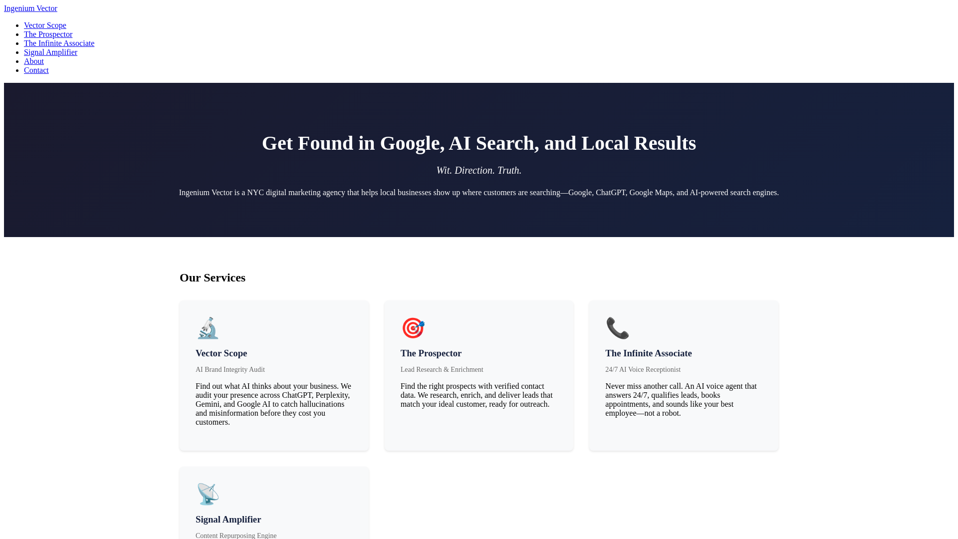 website screenshot of https://ingeniumvector.pages.dev/