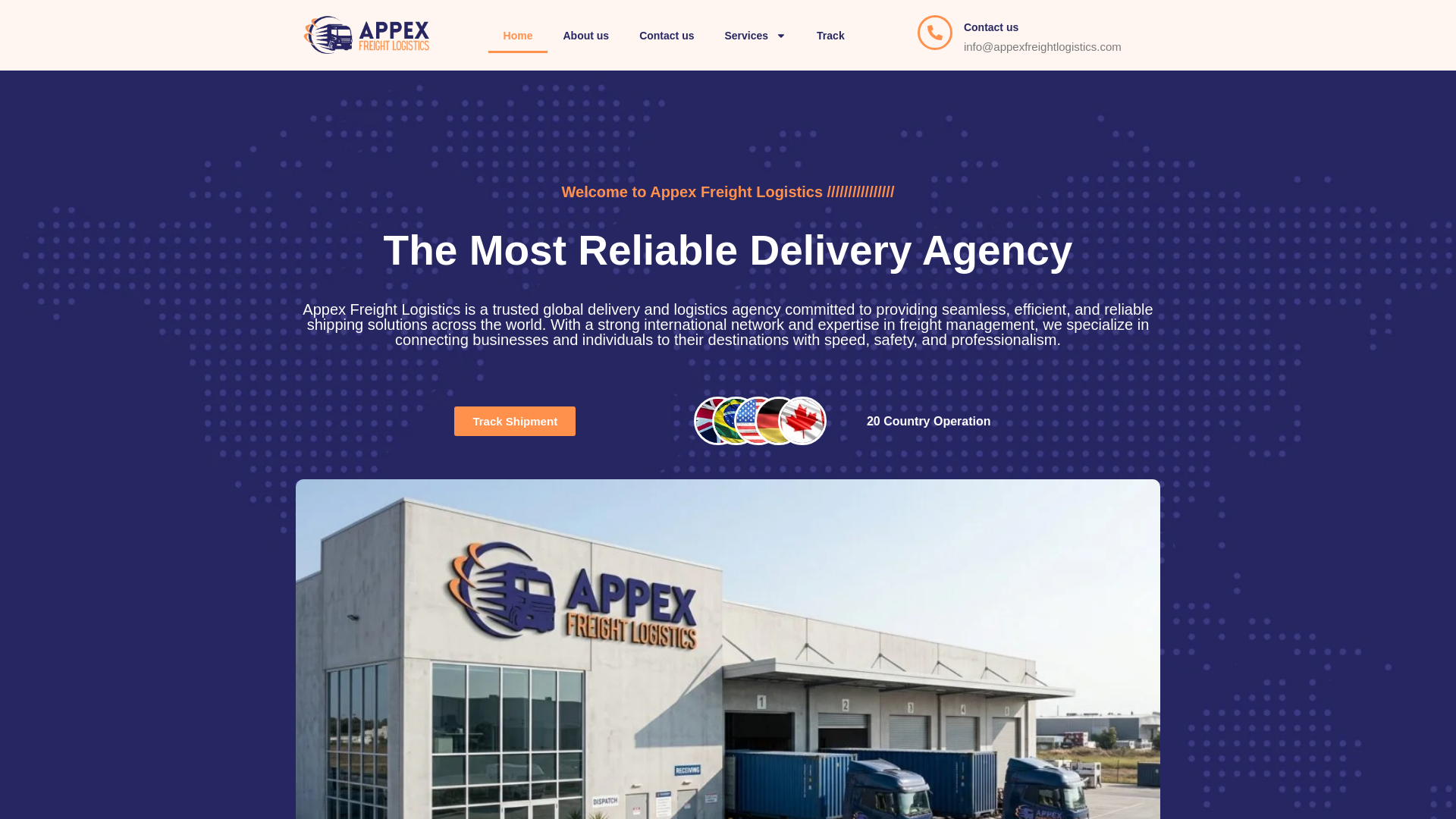 website screenshot of https://appexfreightlogistics.com