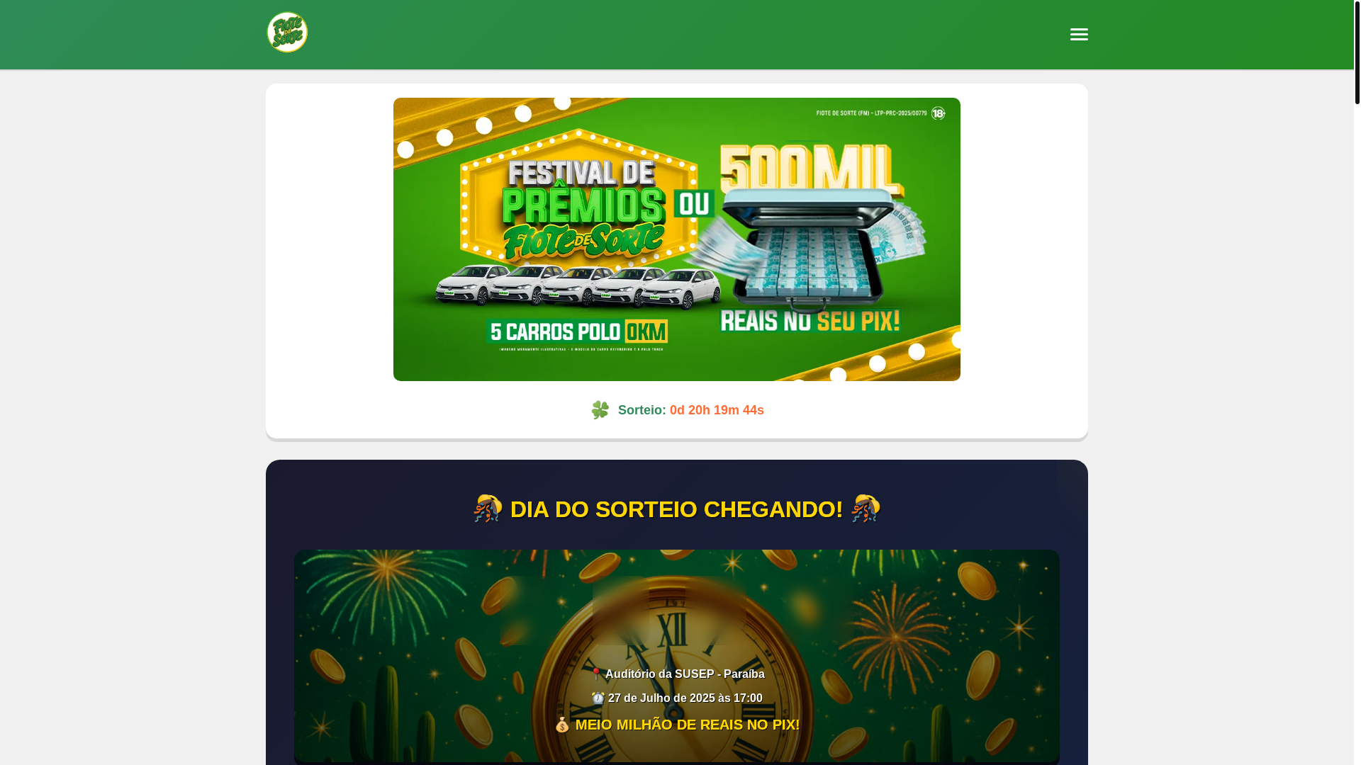 website screenshot of https://fiotdasorte.shop/