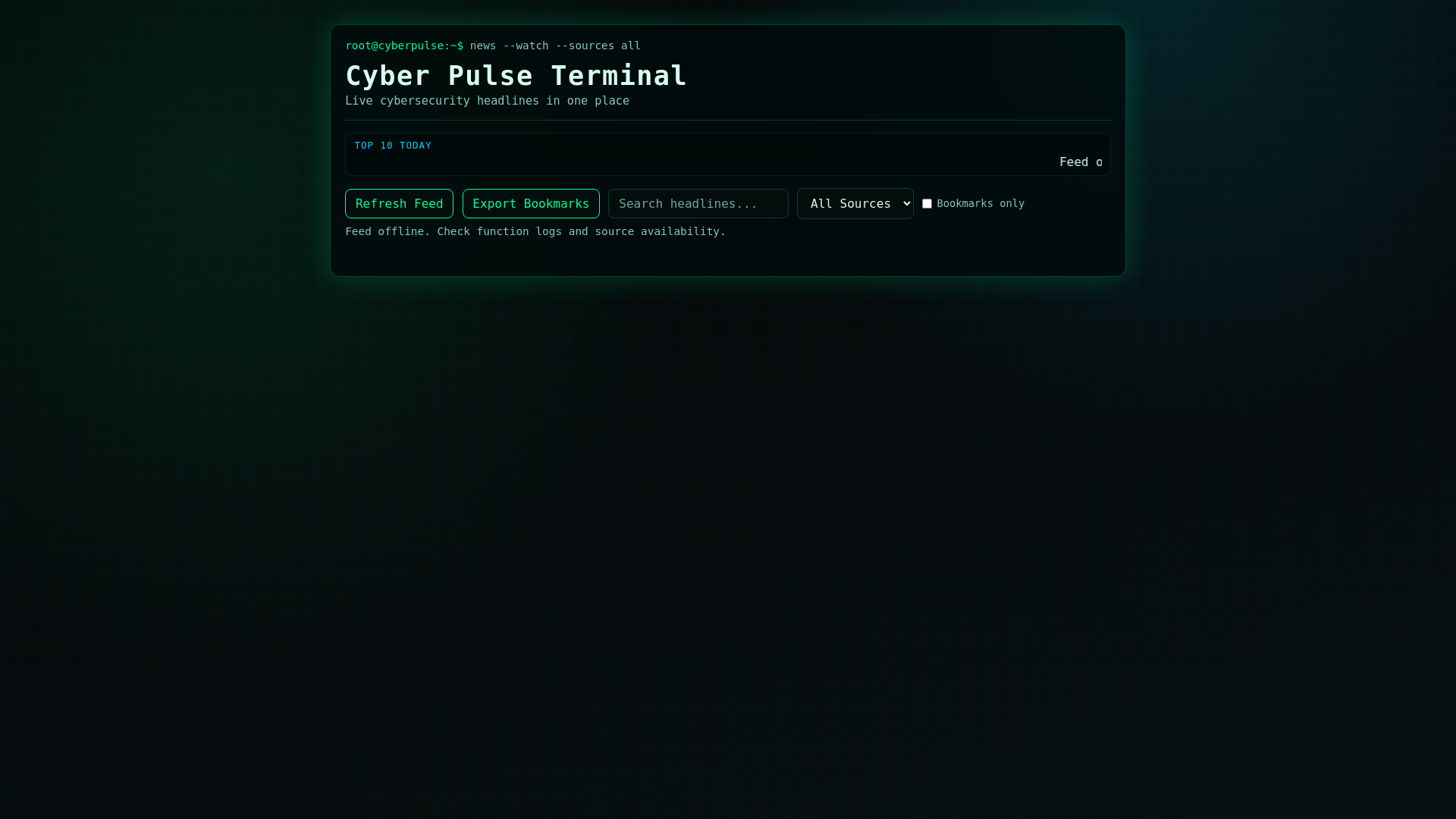 website screenshot of https://cyber-pulse-terminal.pages.dev/