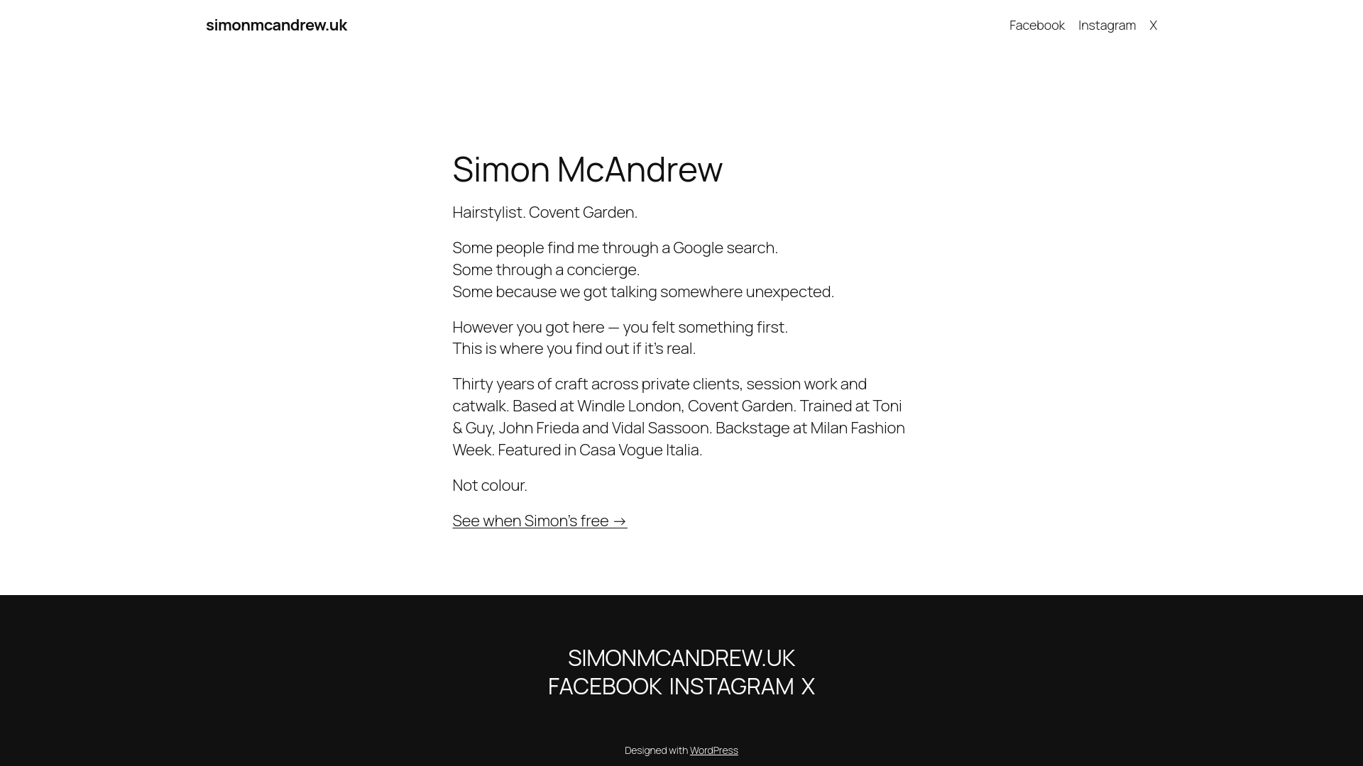 website screenshot of https://simonmcandrew.uk/
