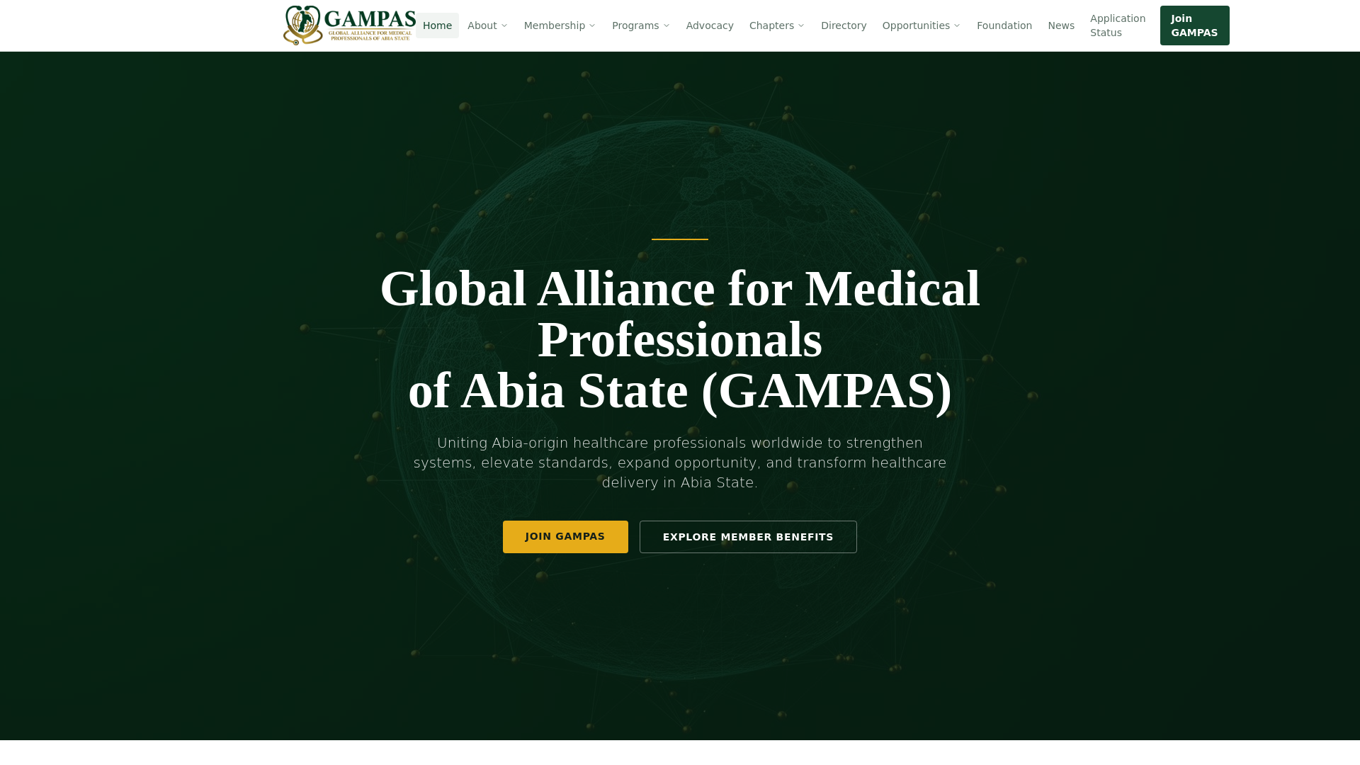 website screenshot of https://gampas.org/