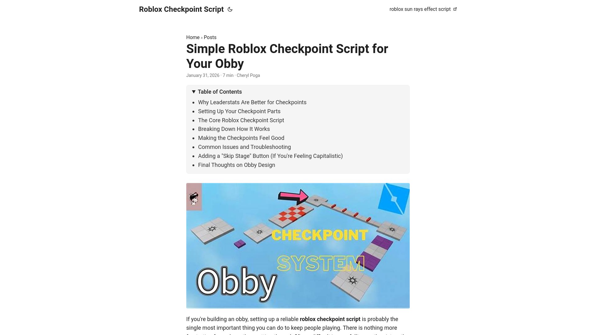 website screenshot of https://roblox-checkpoint-script.pages.dev/