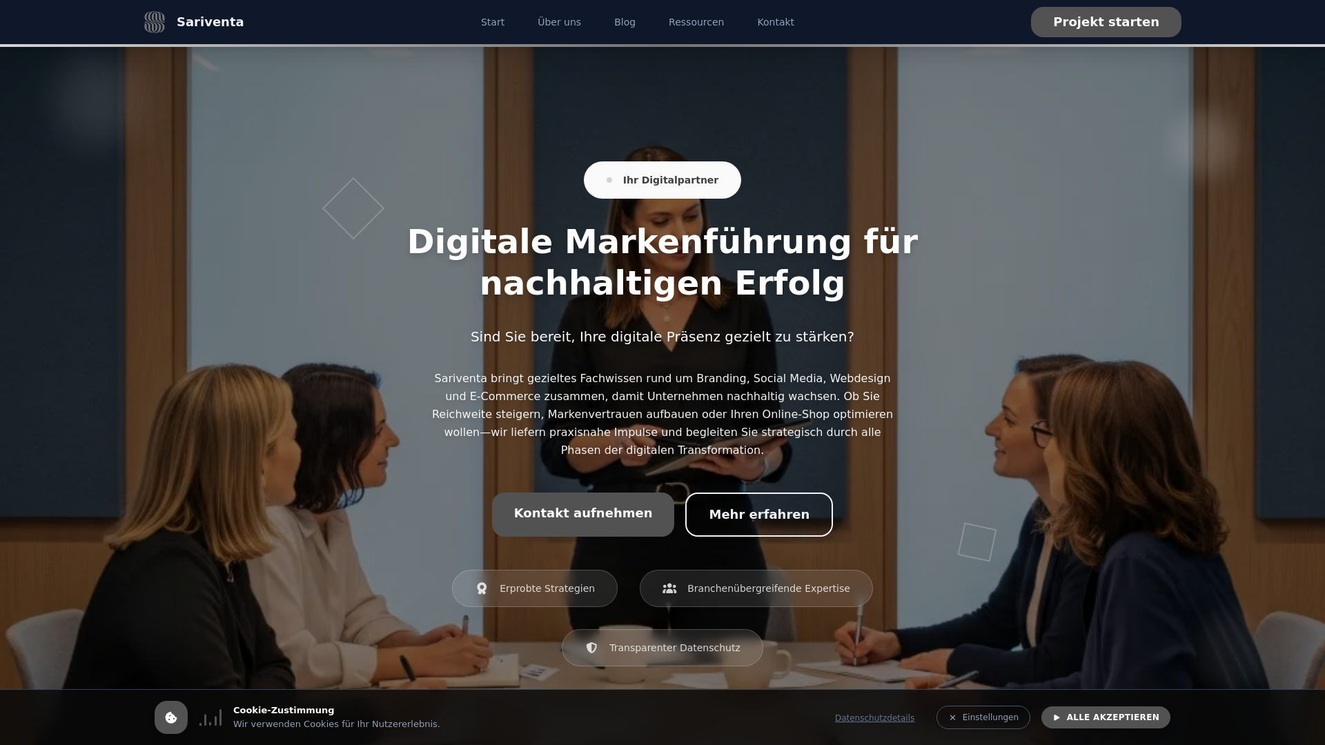website screenshot of https://sariventa.com