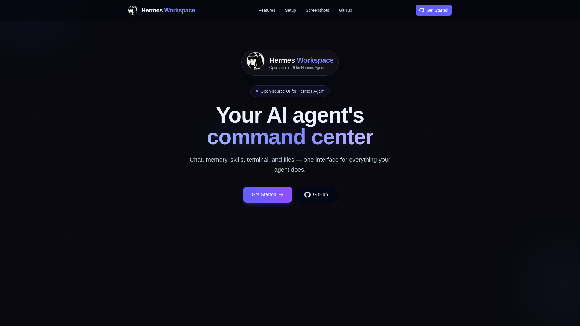 website screenshot of https://hermes-workspace.com