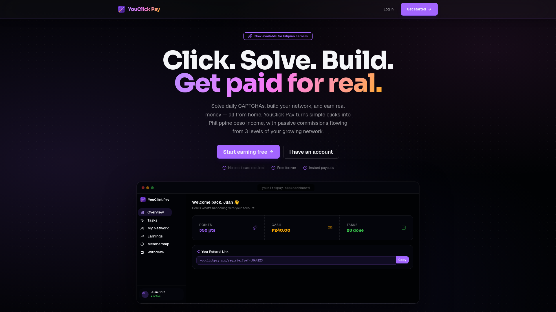 website screenshot of https://youclickpay.app/