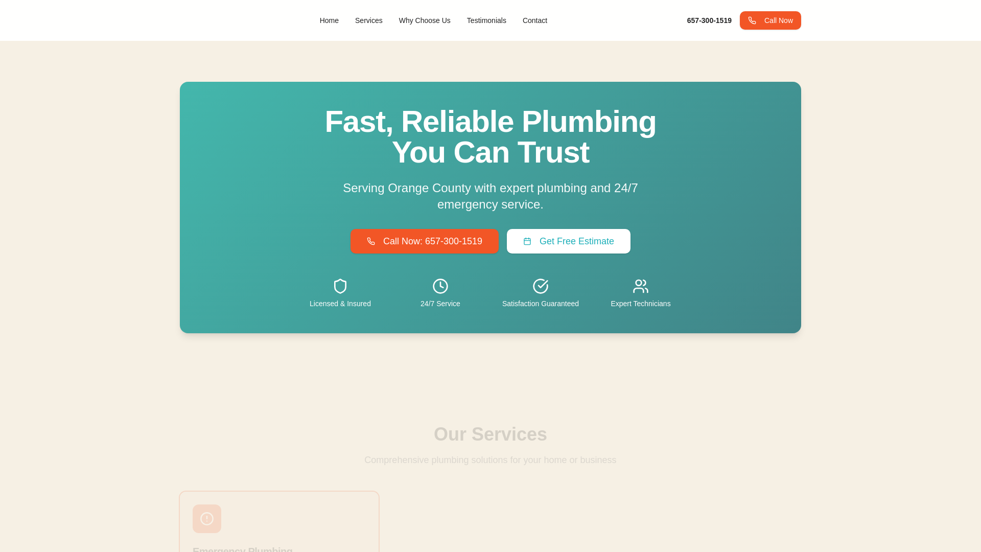 website screenshot of https://ocplumbingandrooter.site