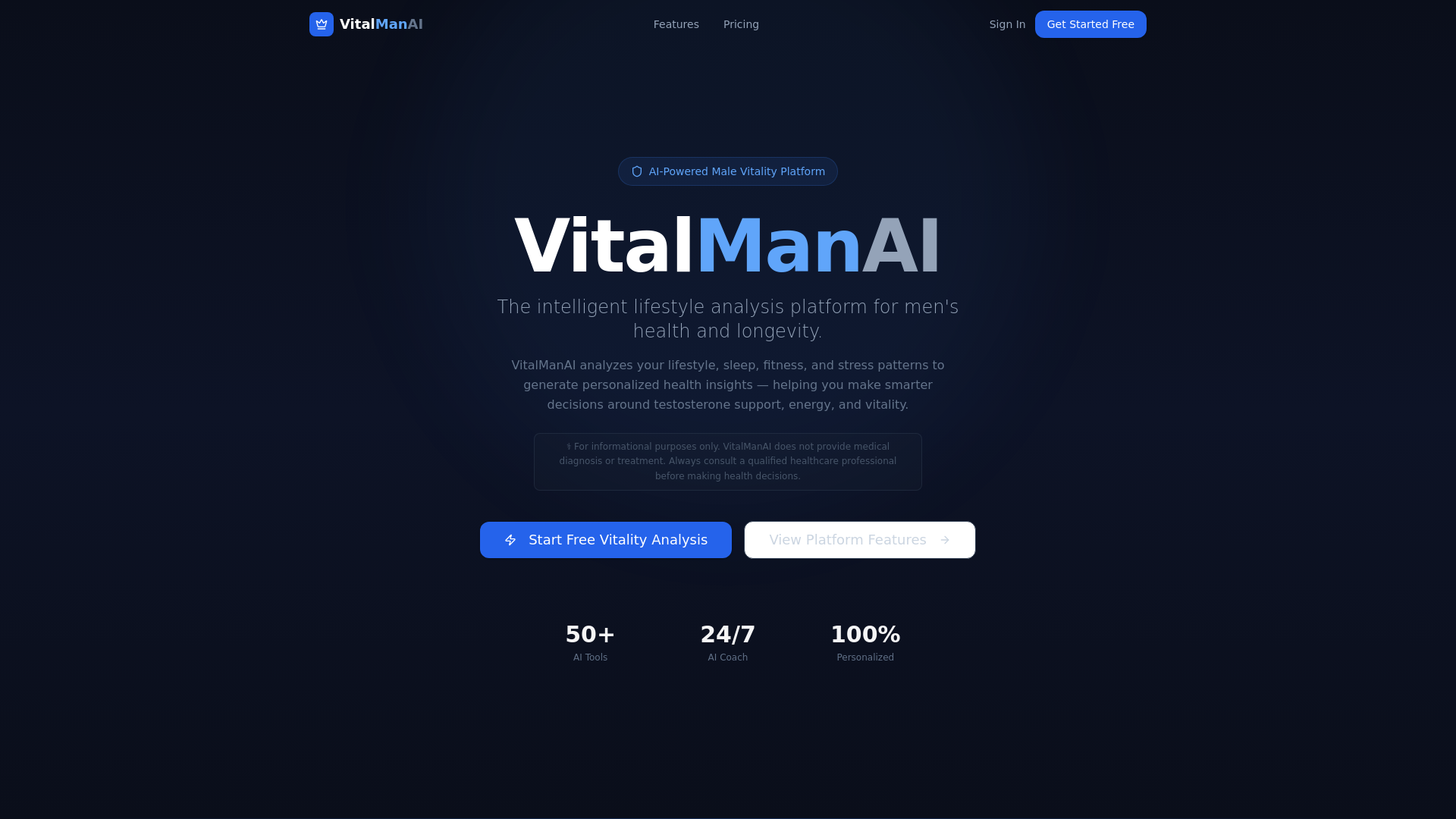 website screenshot of https://vitalmanai.com/
