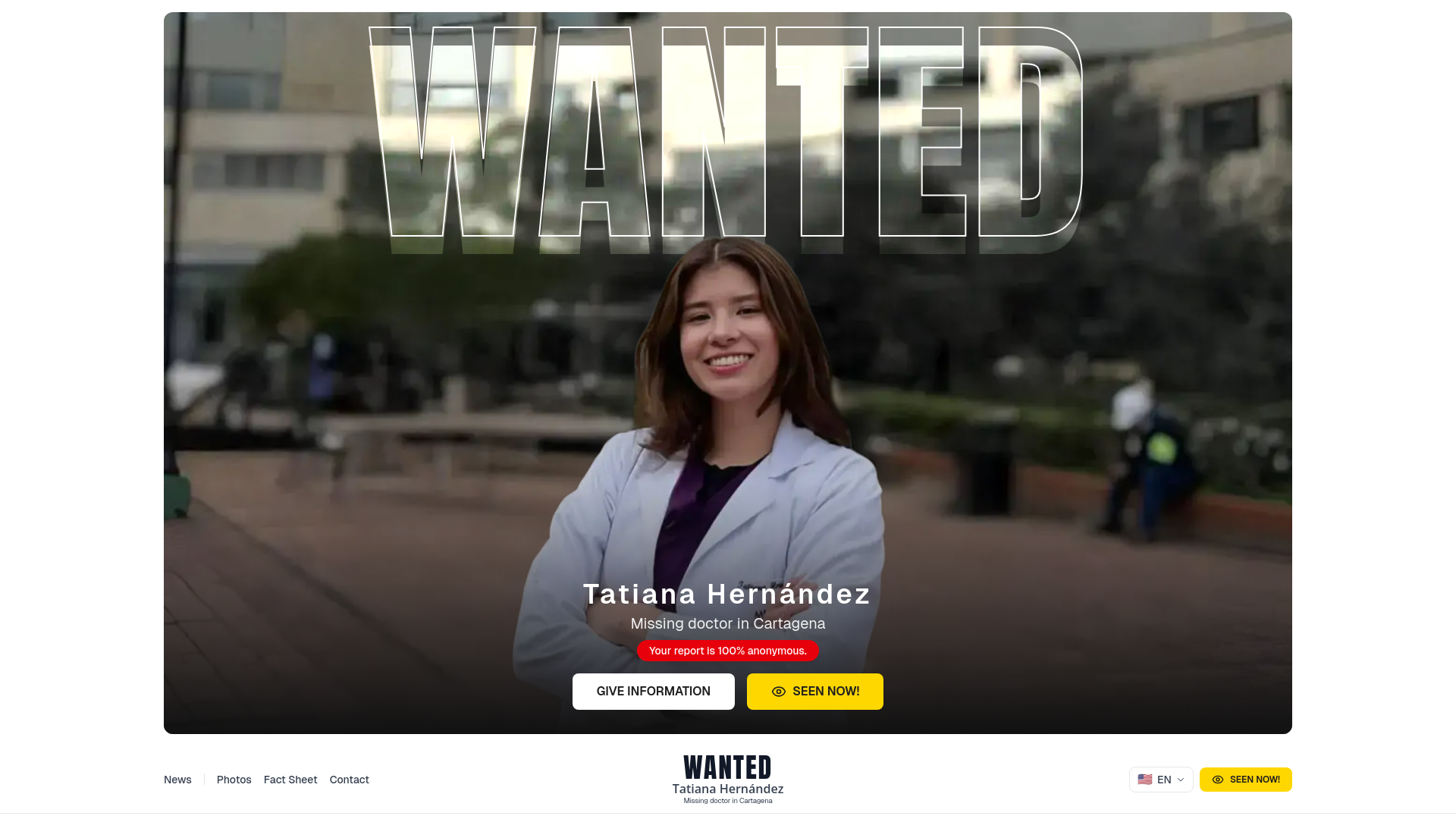 website screenshot of https://buscamosatatiana.com/