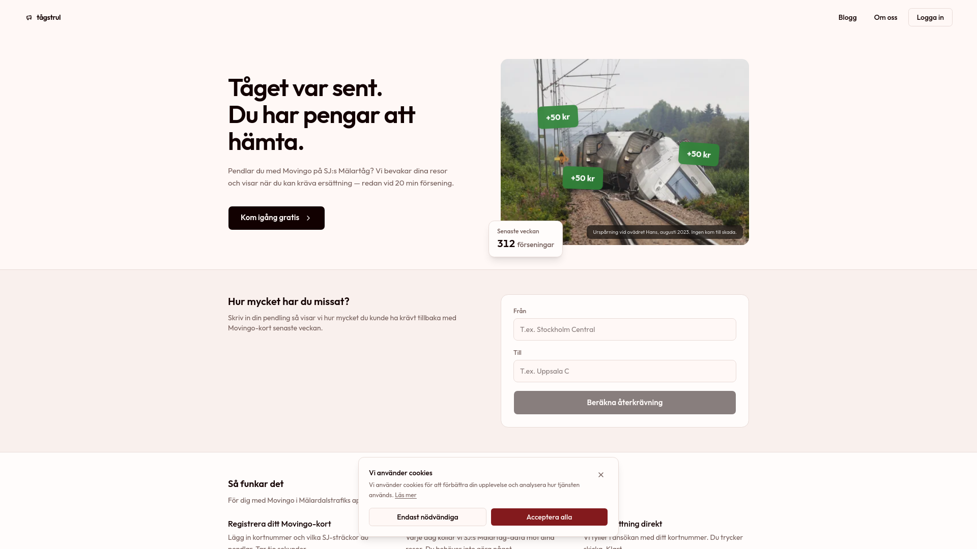 website screenshot of https://tagstrul.se/