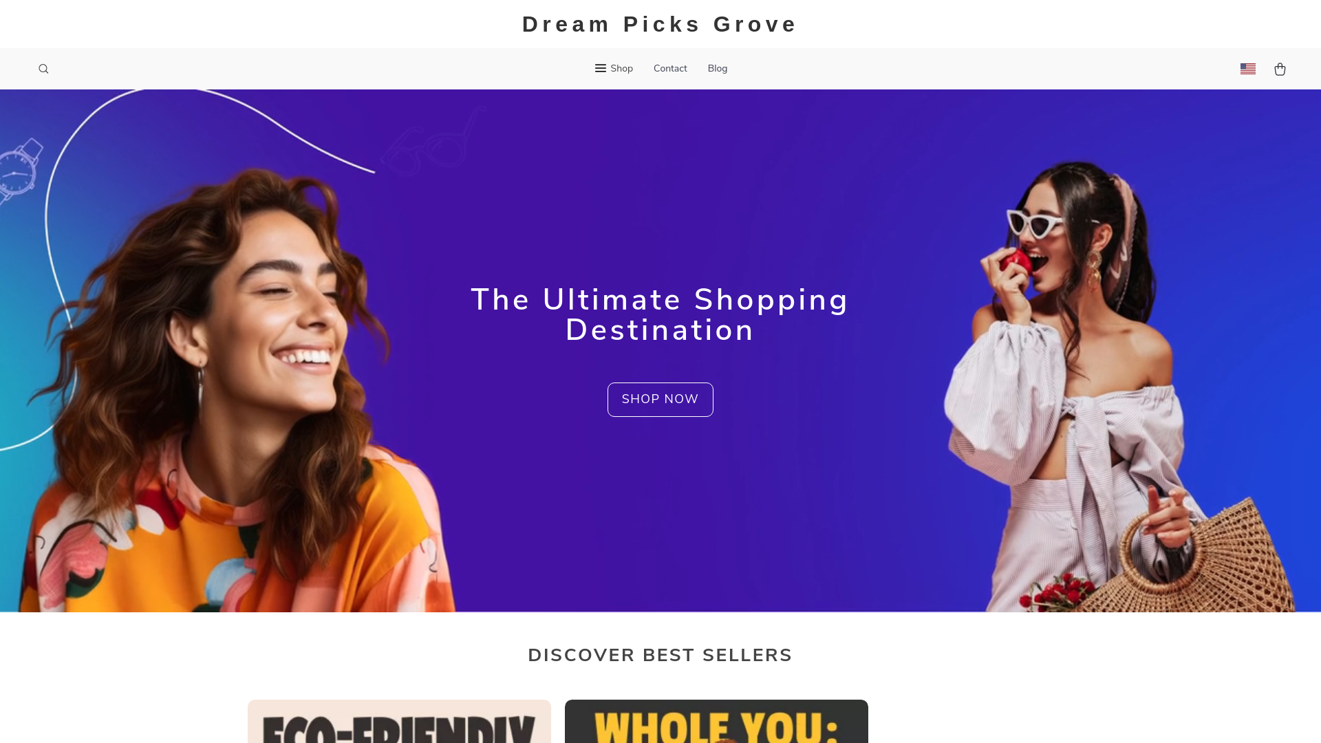 website screenshot of https://dreampicksgrove.shop/