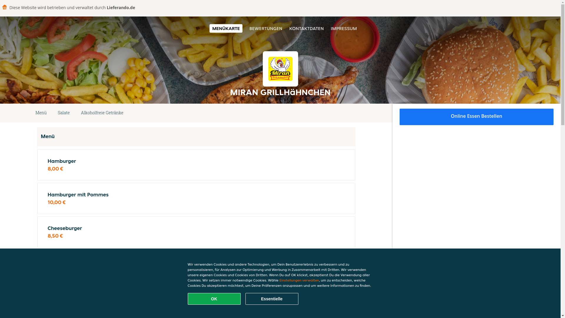 website screenshot of https://mirangrillhahnchen-bochum.de/