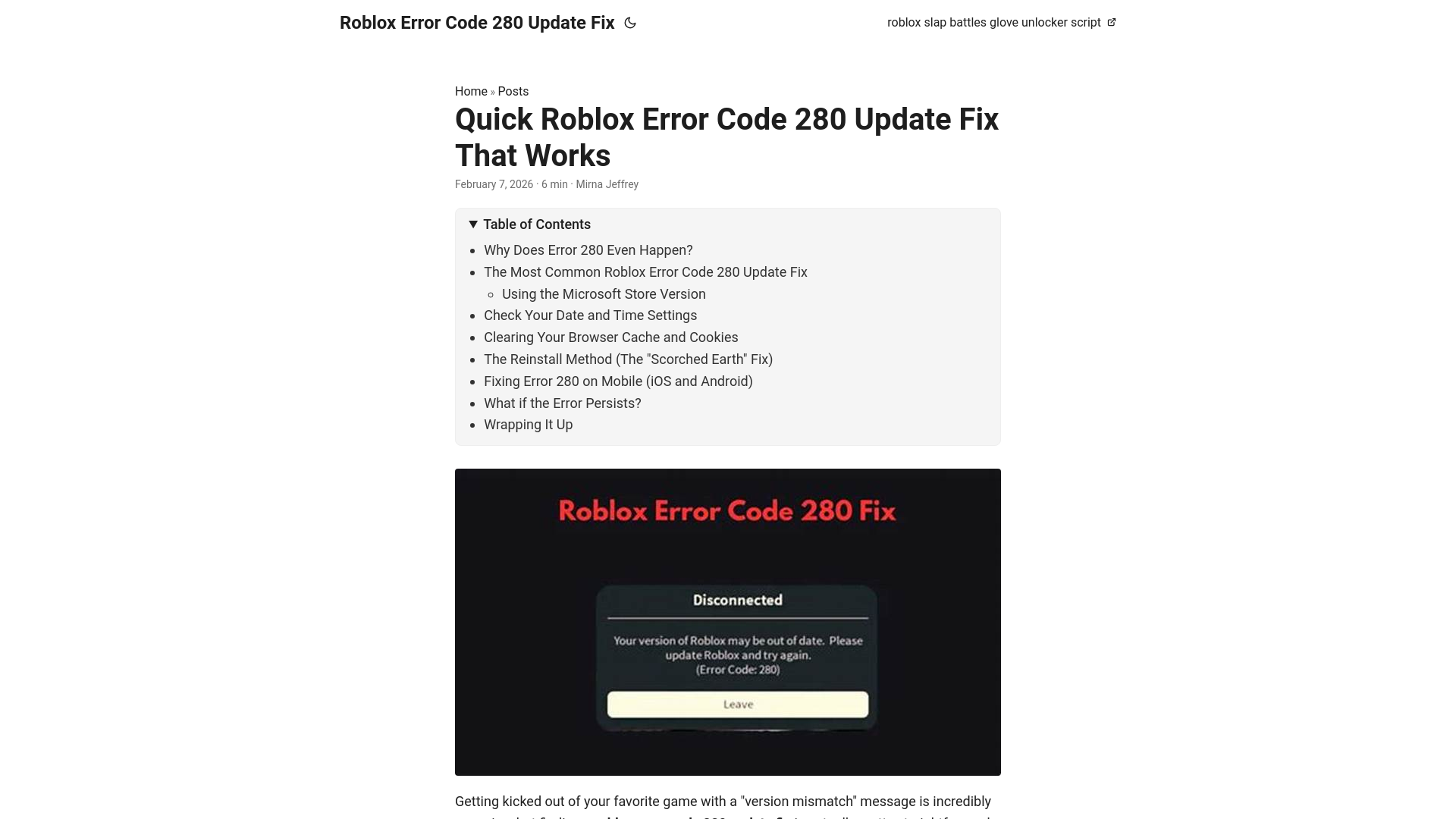 website screenshot of https://roblox-error-code-280-update-fix.pages.dev/