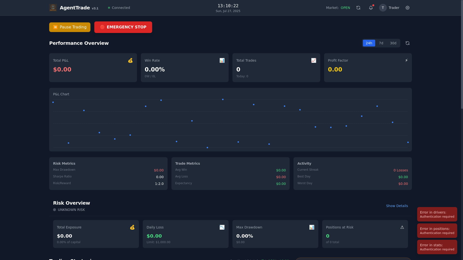 website screenshot of https://agenttrade-dashboard.pages.dev/