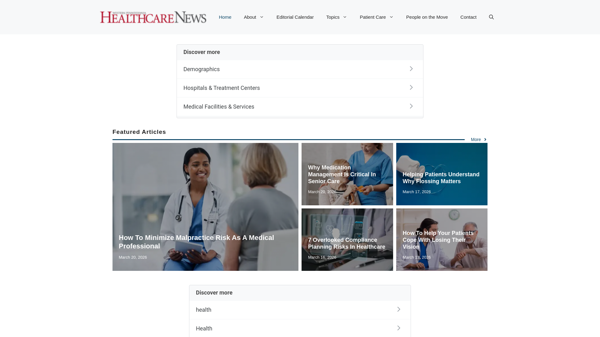 website screenshot of https://wphospitalnews.com/