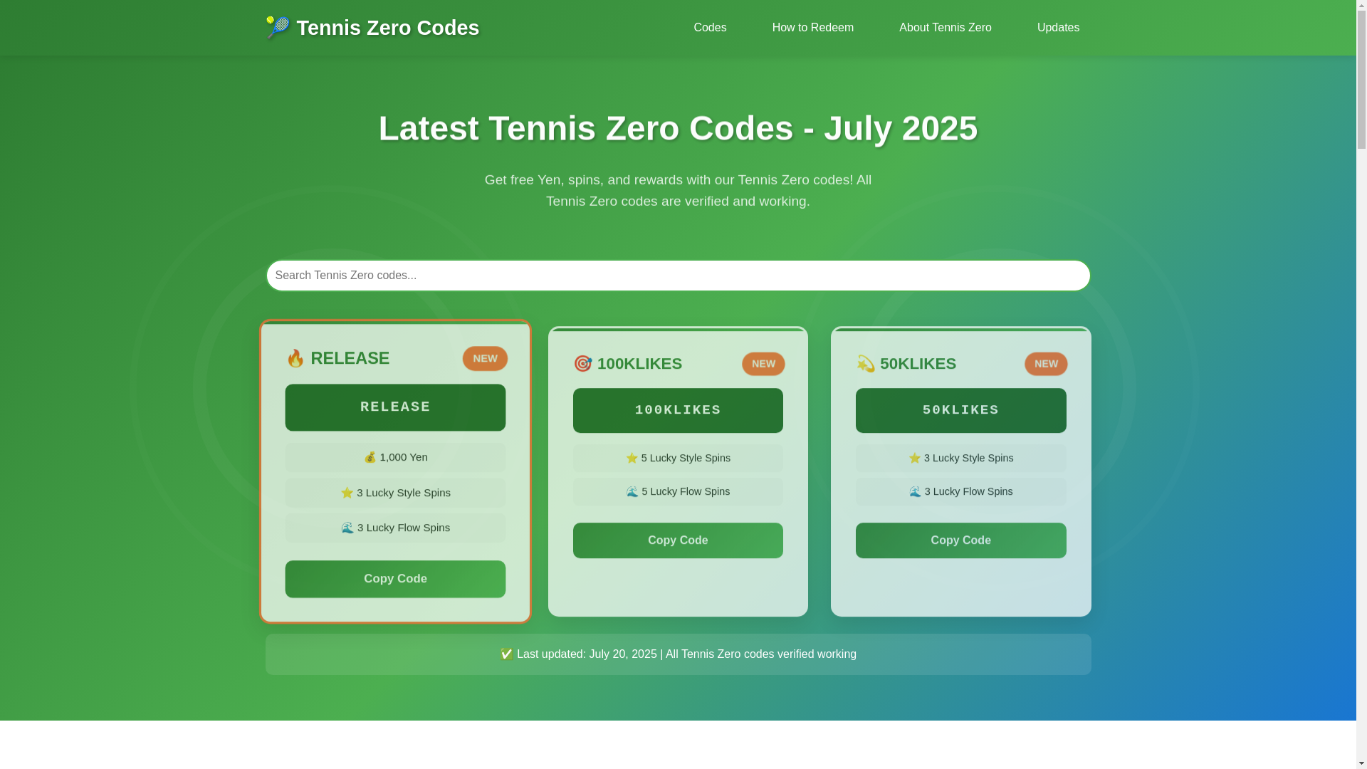 website screenshot of https://tenniszerocode.com/
