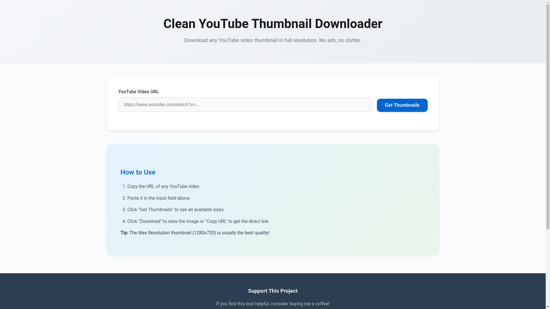 website screenshot of https://cleanytthumb.com/