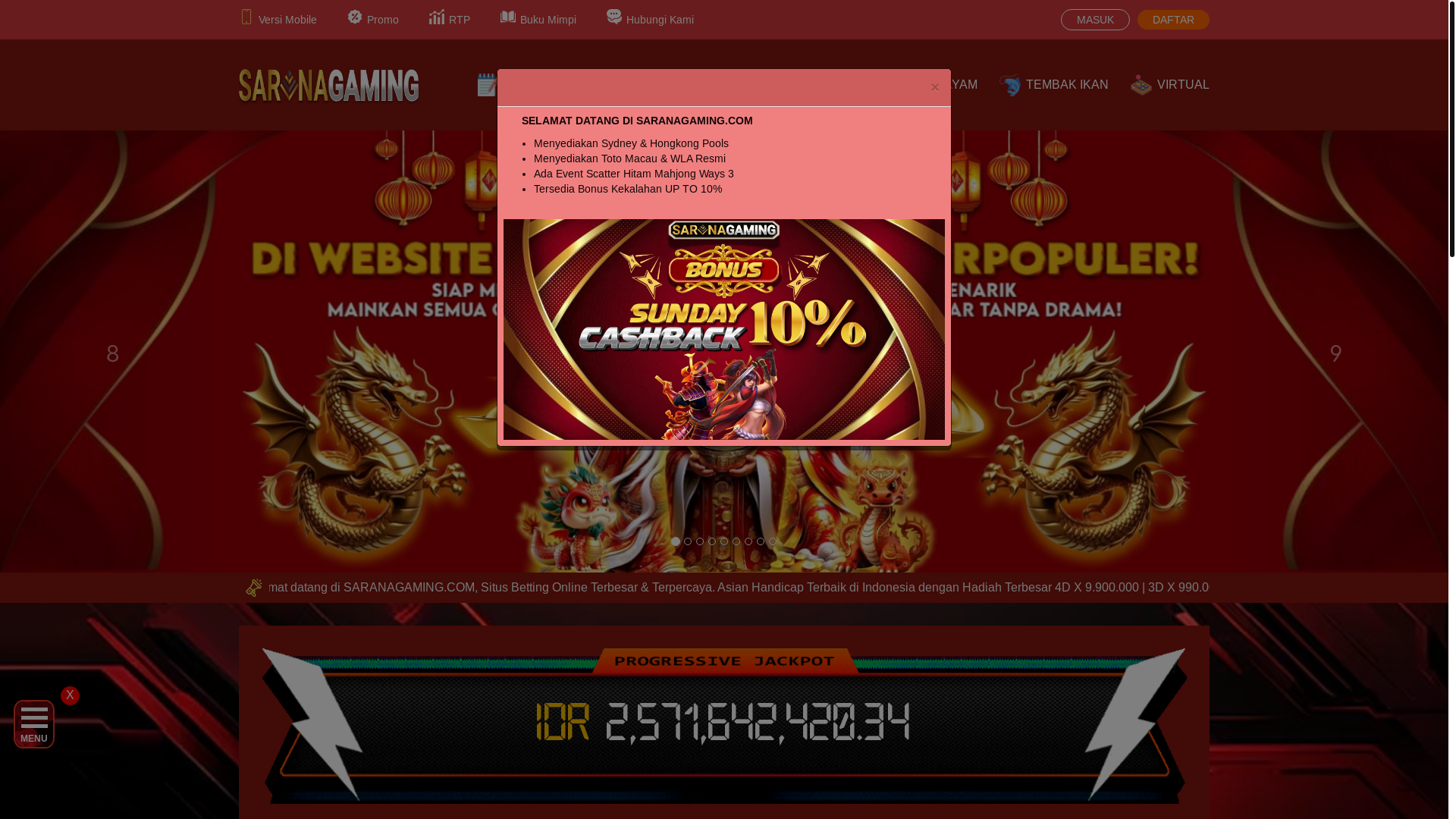 website screenshot of https://saranagaming01.click/