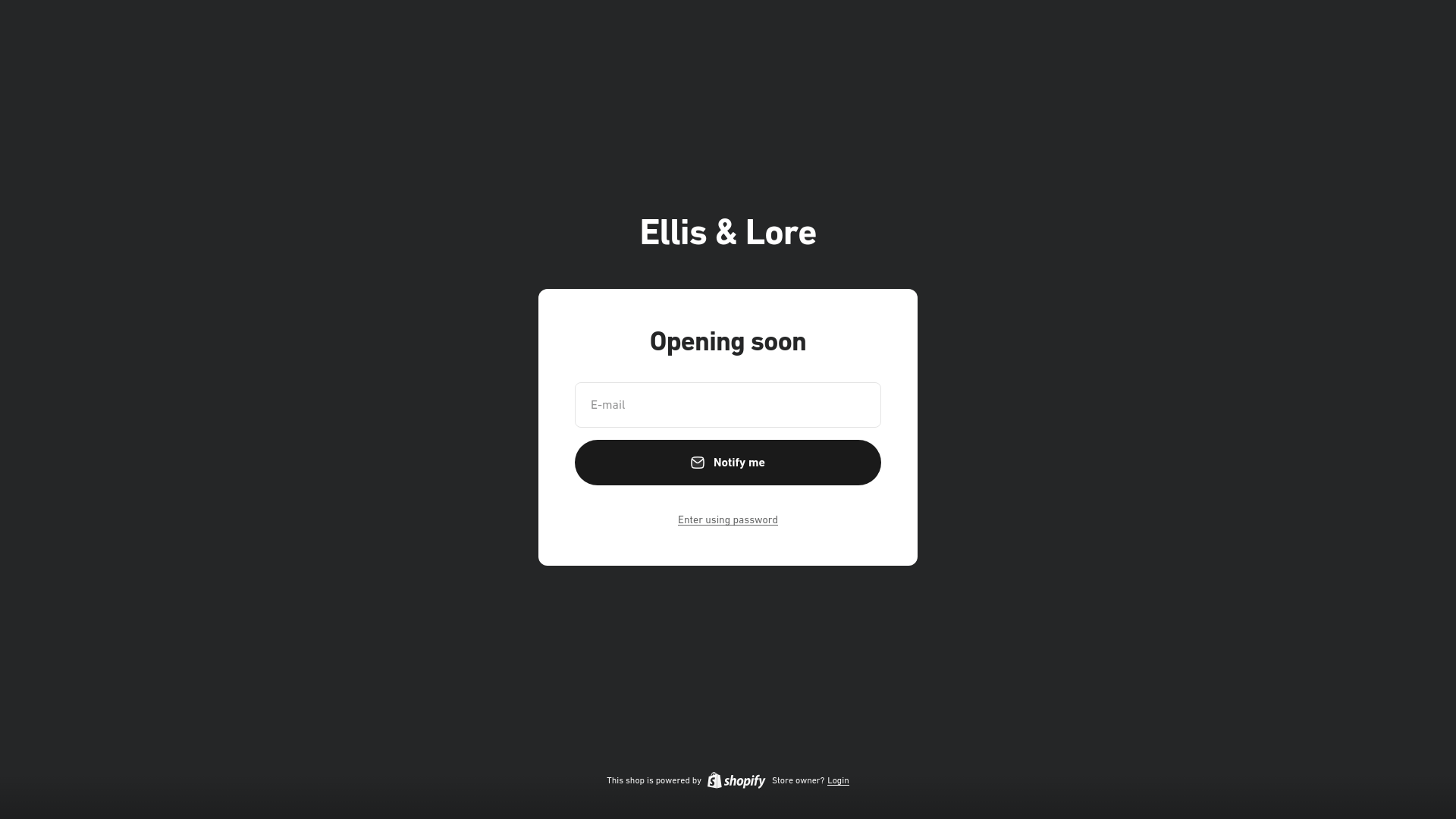 website screenshot of https://ellisandlore.com/