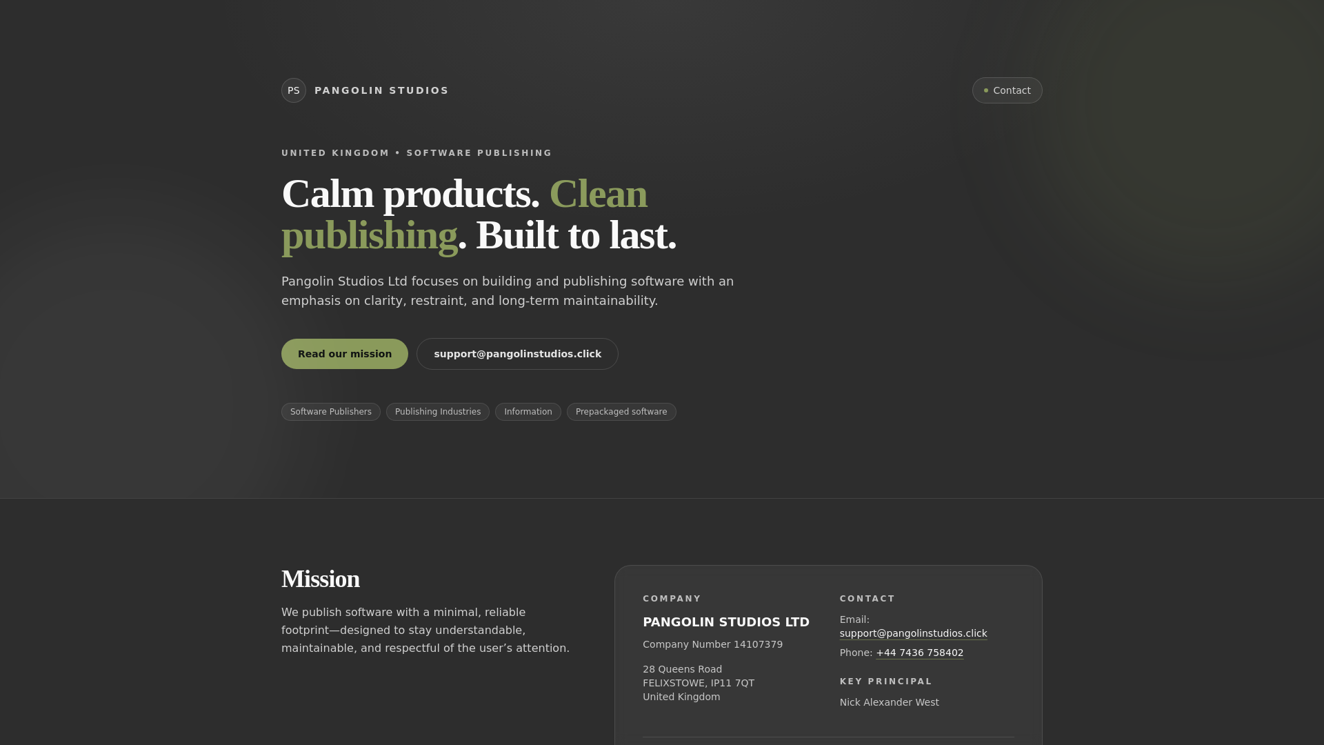 website screenshot of https://pangolinstudios.click