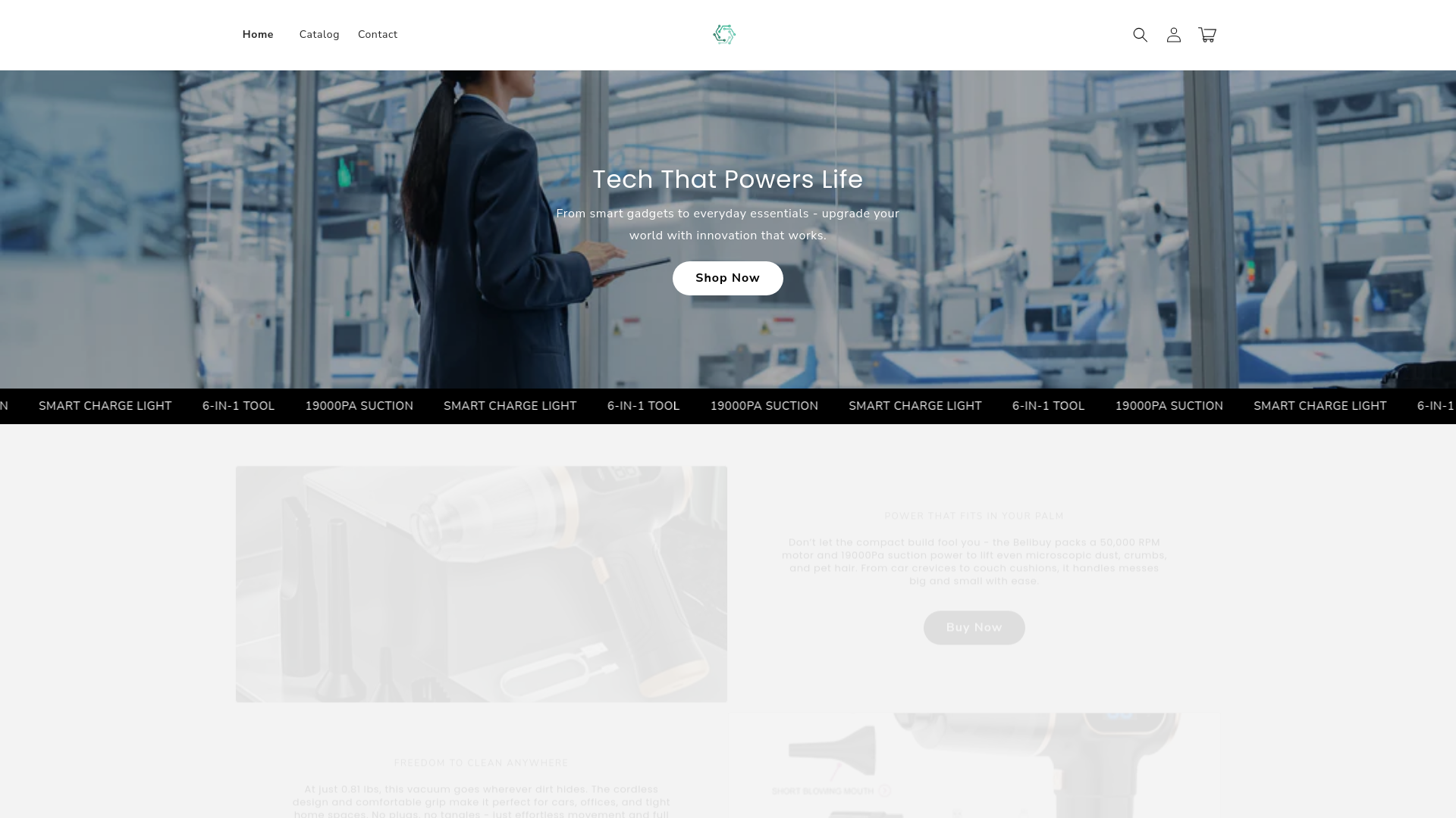 website screenshot of https://plugged4tech.store