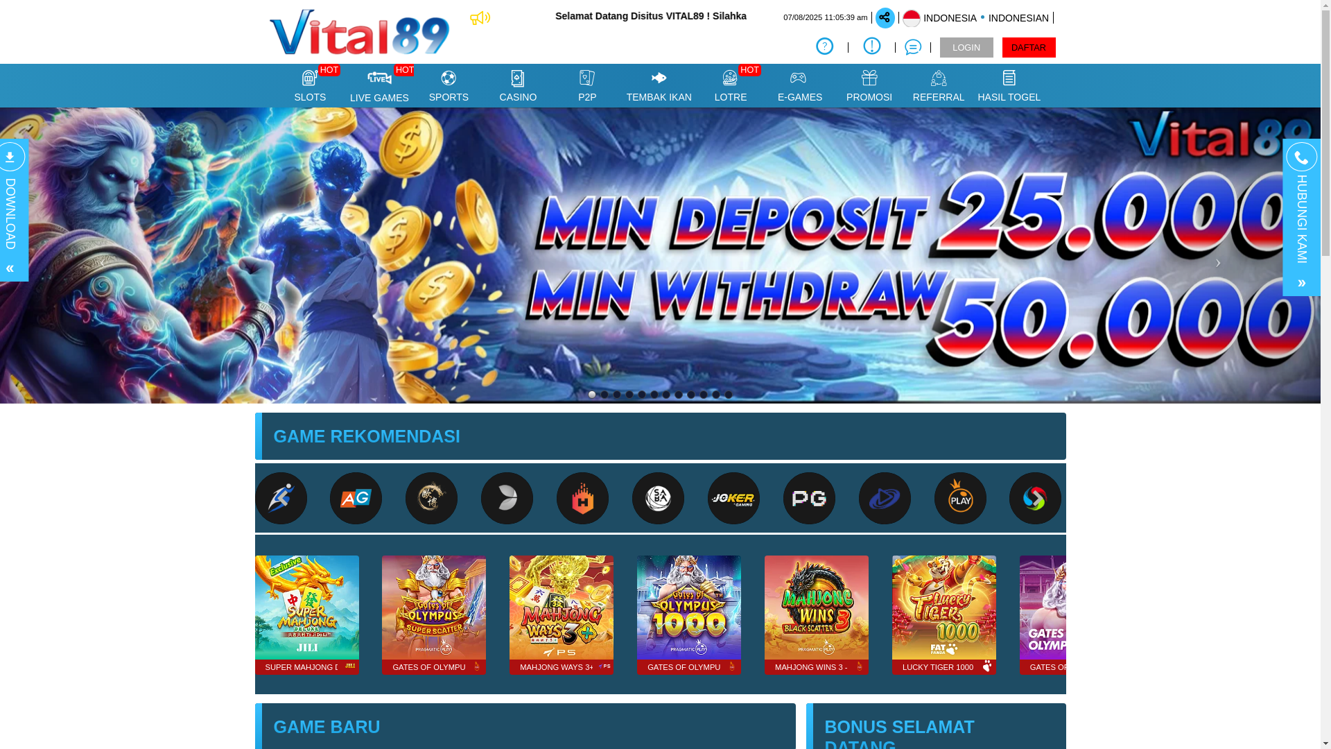 website screenshot of https://vital89pecahangokil.xyz/
