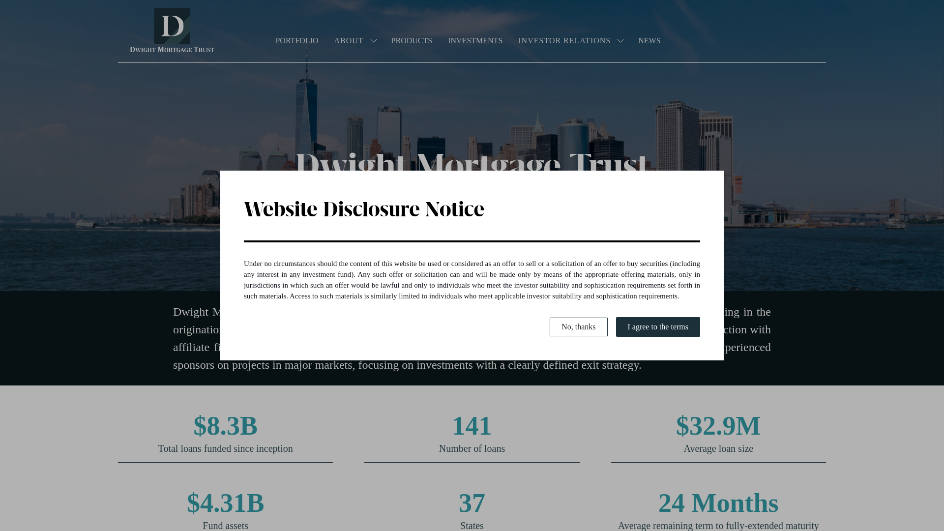 website screenshot of https://dwightmortgagetrust.com/