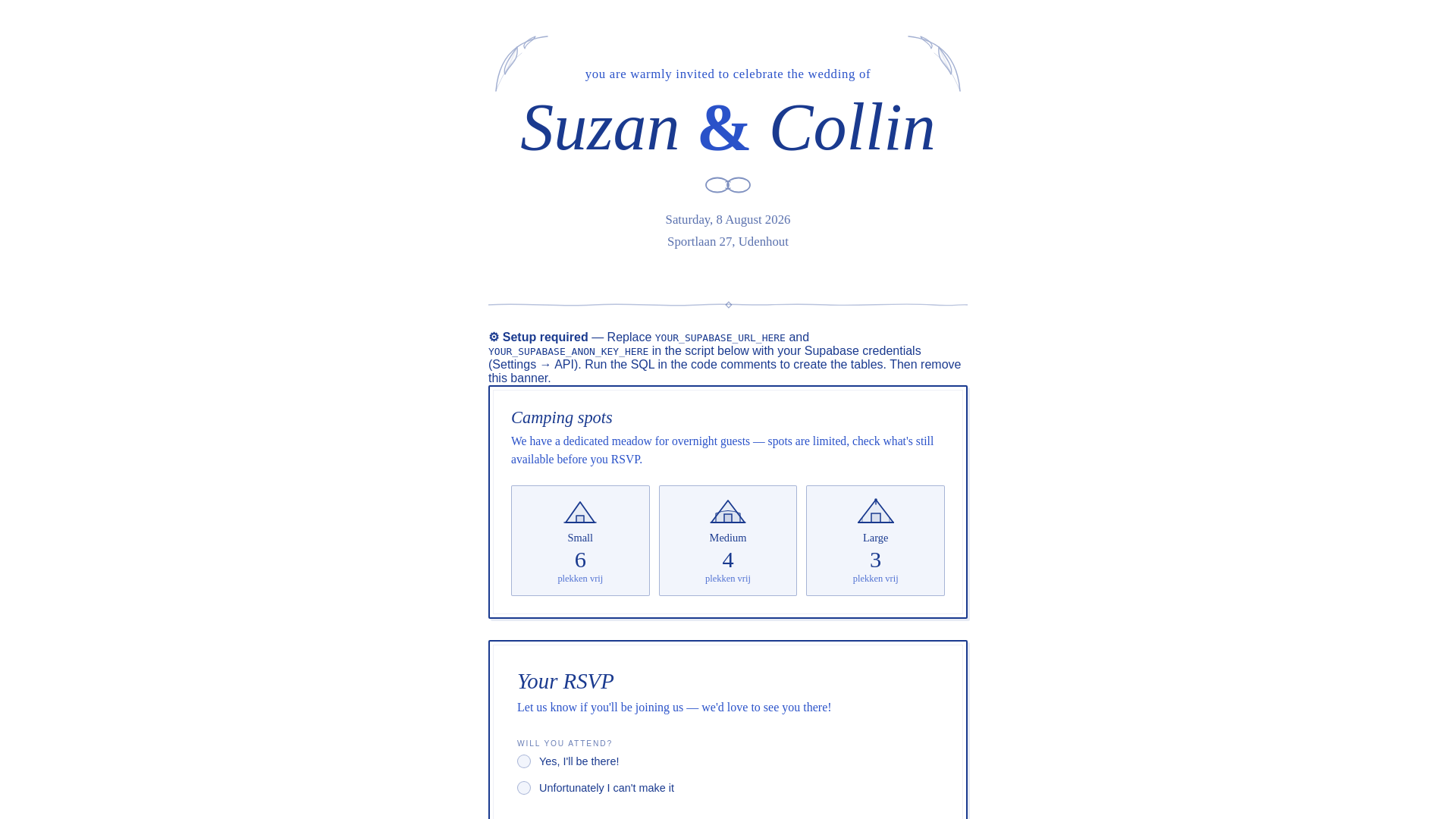 website screenshot of https://bruiloftcollinensuzan.nl/