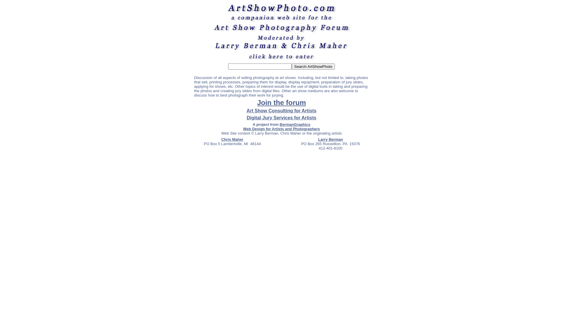 website screenshot of https://artshowphoto.com